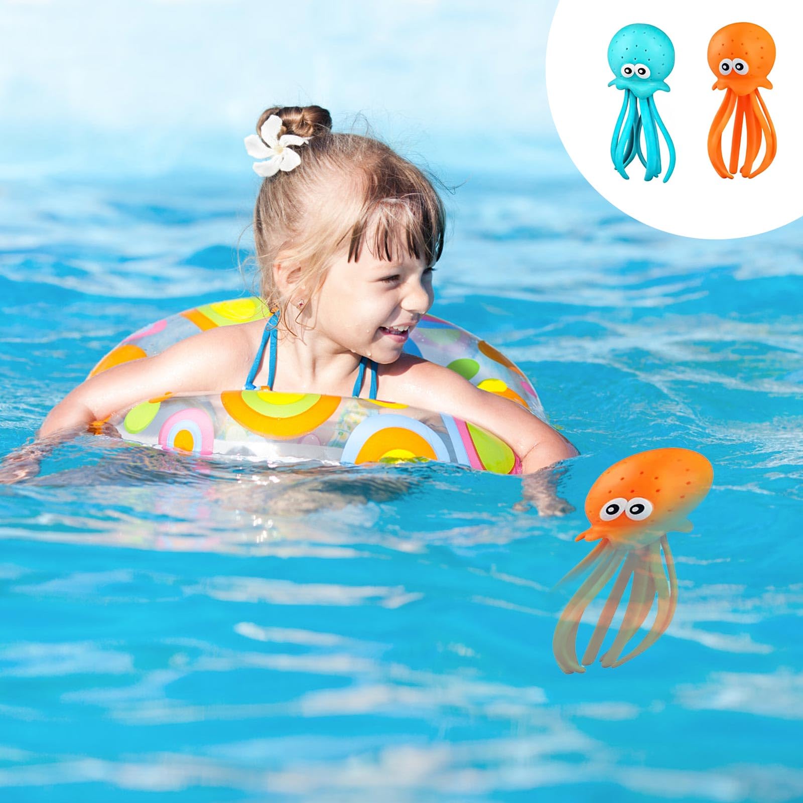 0XBIT Octopus Water Blasters, 2-Pack Reusable Pool Toys for Kids, Water Squirt Guns for Swimming Pools, Bath Tubs & Outdoor Water Play - Fun Summer Splash Games for Beach, Backyard & Pool Parties