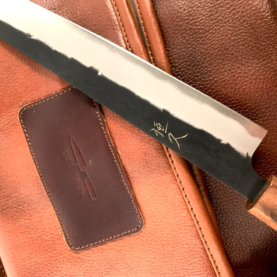Premium Tsunehisa Aogami Super Kurouchi Nashiji Sujihiki 270mm Japanese Chef Knife with Sanjo Walnut Handle - Perfect for Slicing Sashimi, Meat & Sushi Preparation