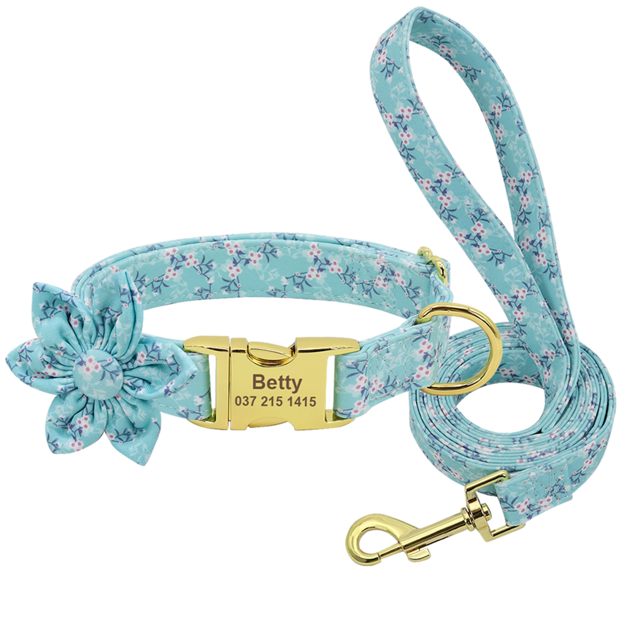 **Forestpaw Personalized Engraved Dog Collar & Leash Set - Adjustable ID Collar for Small, Medium, Large Dogs - French Bulldog, Yorkie, Labrador, Beagle, Border Collie, Samoyed - Perfect for Walks, Training & Gifts**