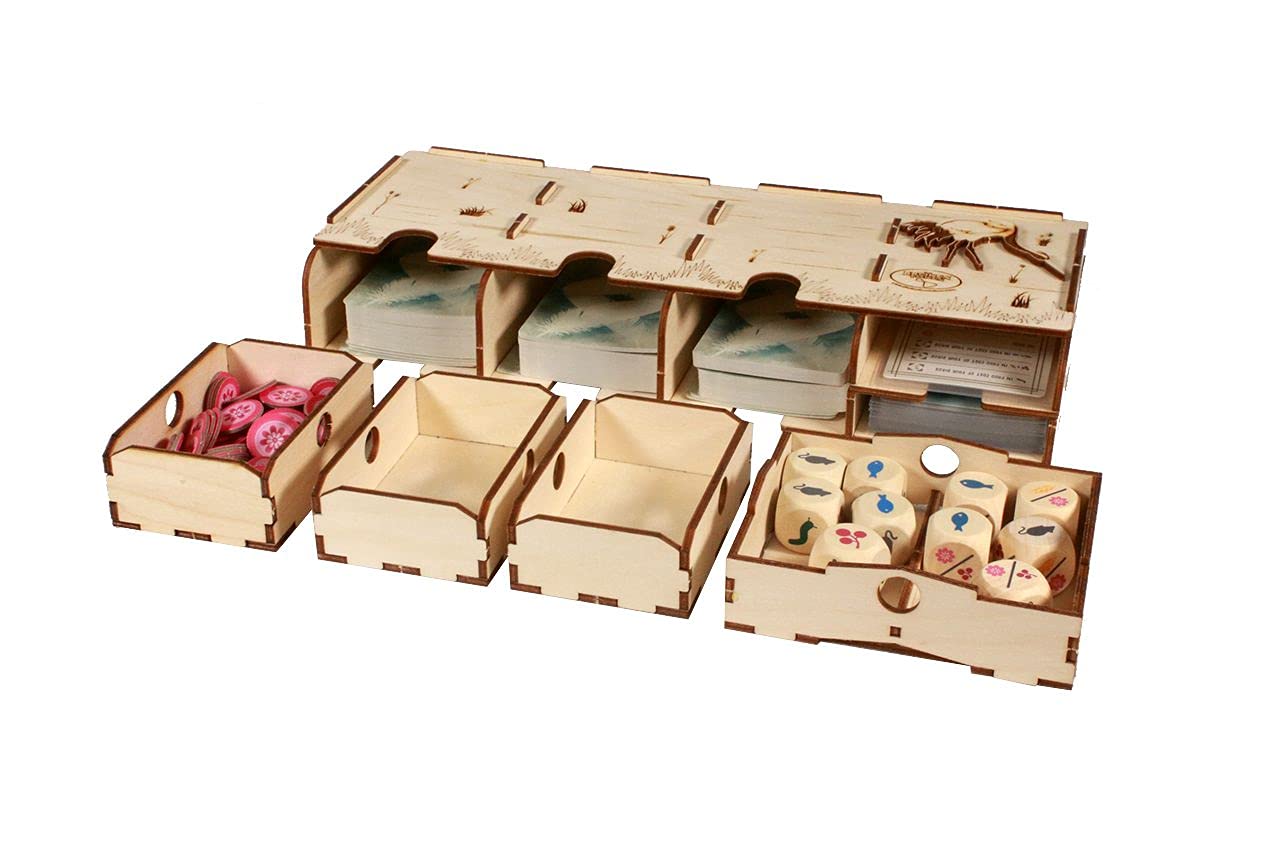 The Broken Token Wingspan Oceania Expansion Organizer - Premium Wooden Game Storage Box with Multiple Trays for Enhanced Gameplay Experience