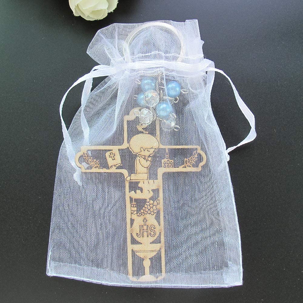 12-Piece First Holy Communion Wooden Keychain Set - Religious Keepsake Gift for Boys, Party Favors, Baptism Souvenirs - Perfect for Church Events, Sunday School, and Christian Celebrations