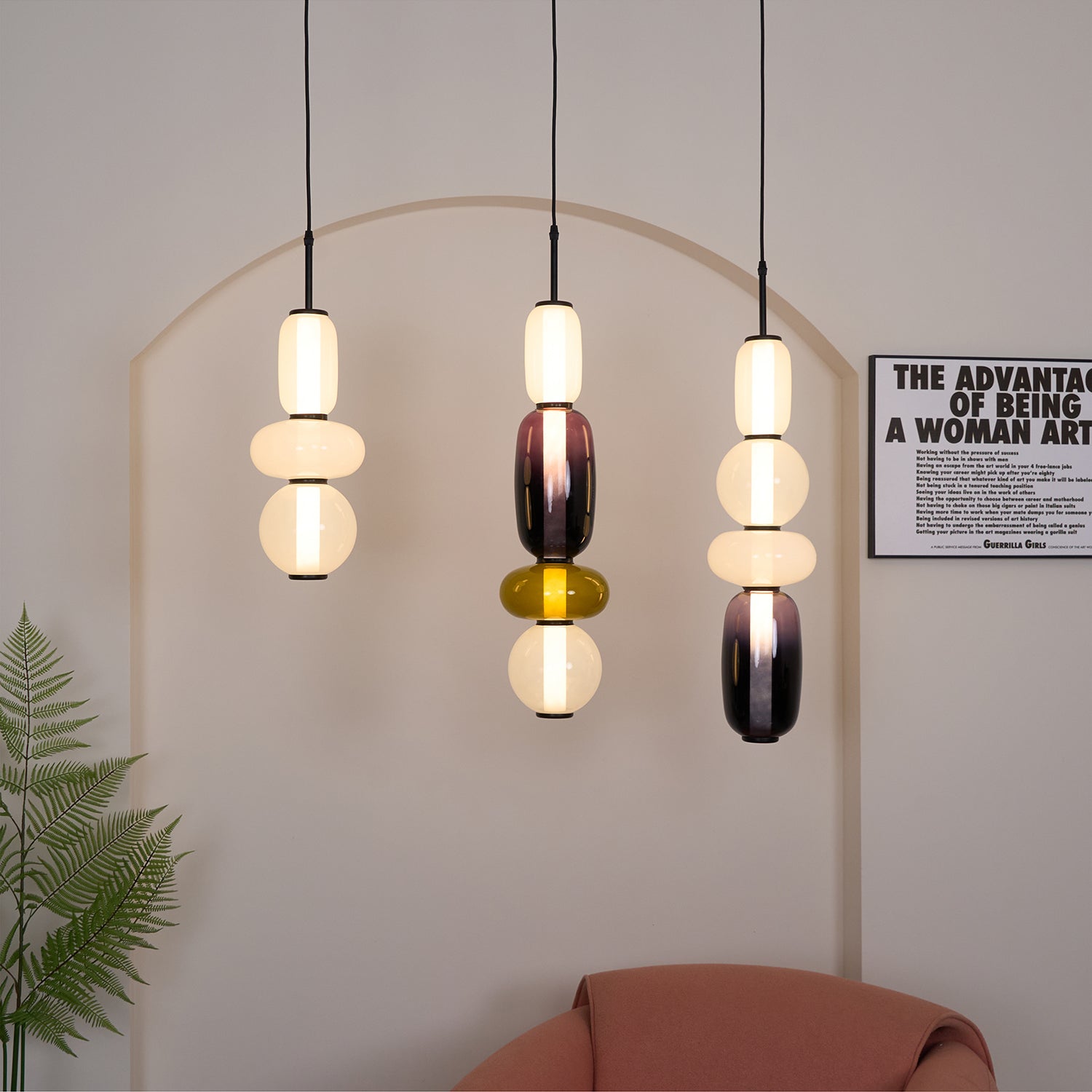 Stylish Candied Glass Pendant Light - Modern Hanging Chandelier for Kitchen Island, Dining Room & Bedroom Decor