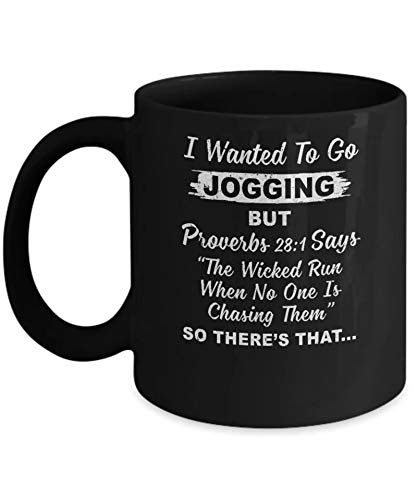 11OZ Inspirational Proverbs 28:1 Coffee Mug - Motivational Bible Verse Travel Mug for Running & Jogging Enthusiasts - Perfect Gift for Fitness Lovers & Christian Athletes
