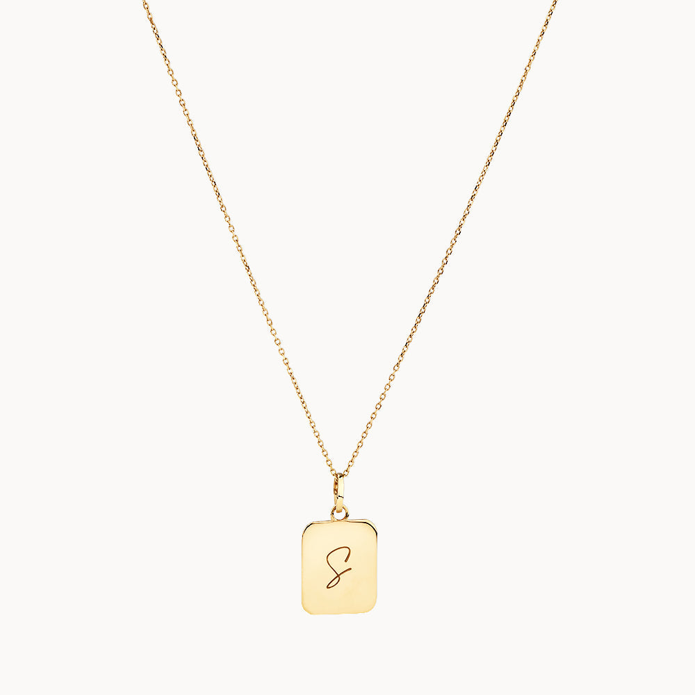 10k Gold Engravable Rectangle Necklace - Personalized Gift for Women, Anniversary, Birthday & Special Occasions