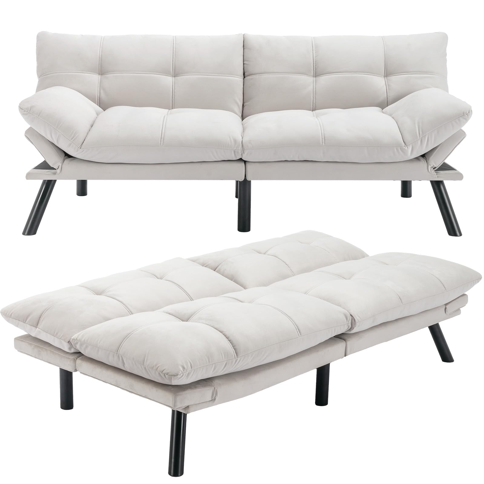 Velvet Convertible Futon Sofa Bed - 71