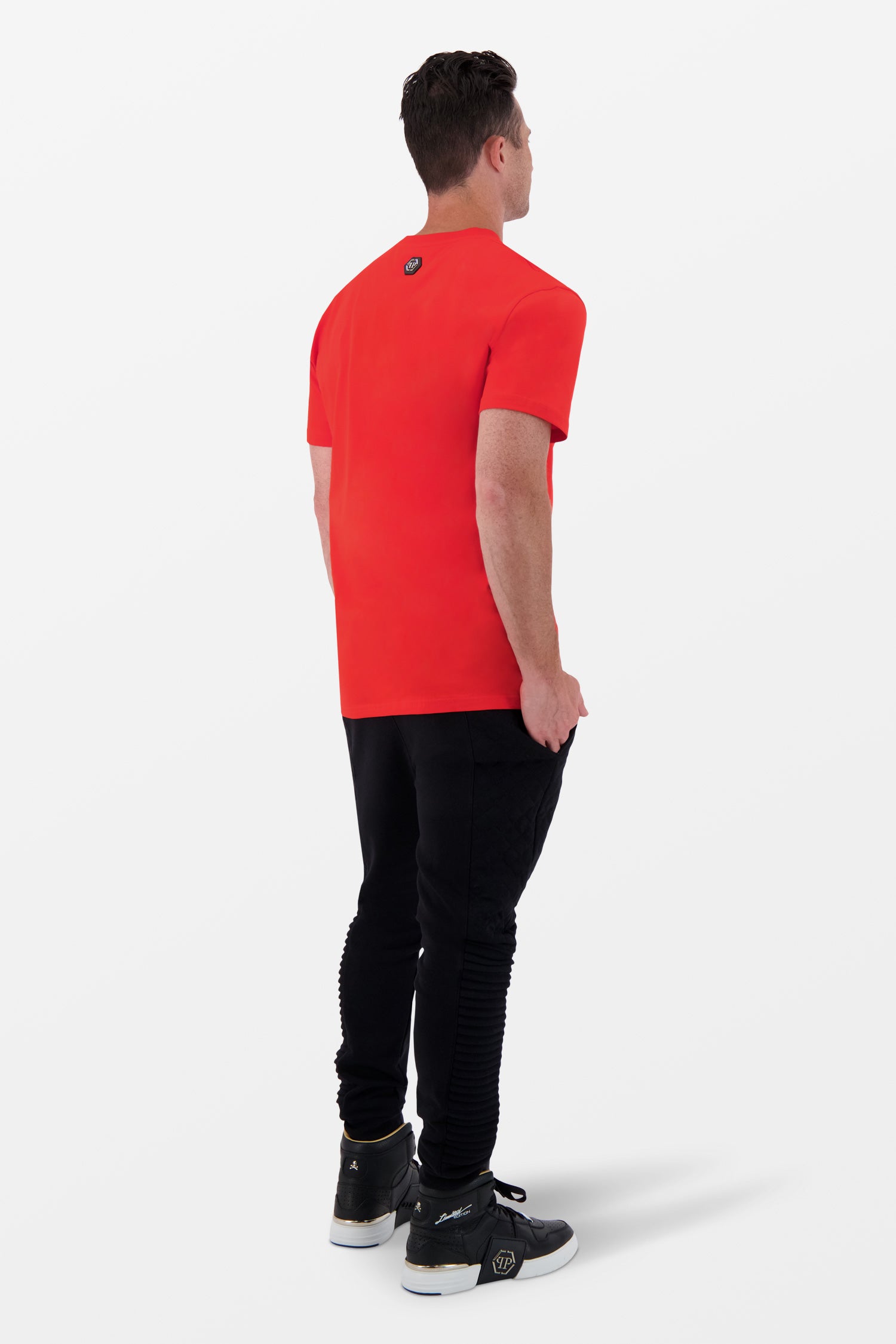 Philipp Plein Red Round Neck Short Sleeve Monster Graphic T-Shirt for Men - Casual Streetwear & Party Outfit