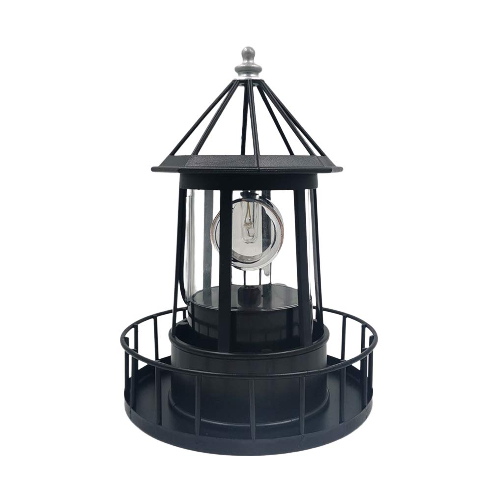 Solar Powered Lighthouse Light - 360° Rotating IP65 Waterproof Outdoor Garden Decor for Lawn, Patio, Pond & Yard | Landscape Beacon with Smoke Effect | Perfect for Backyard, Pathway & Nighttime Ambience