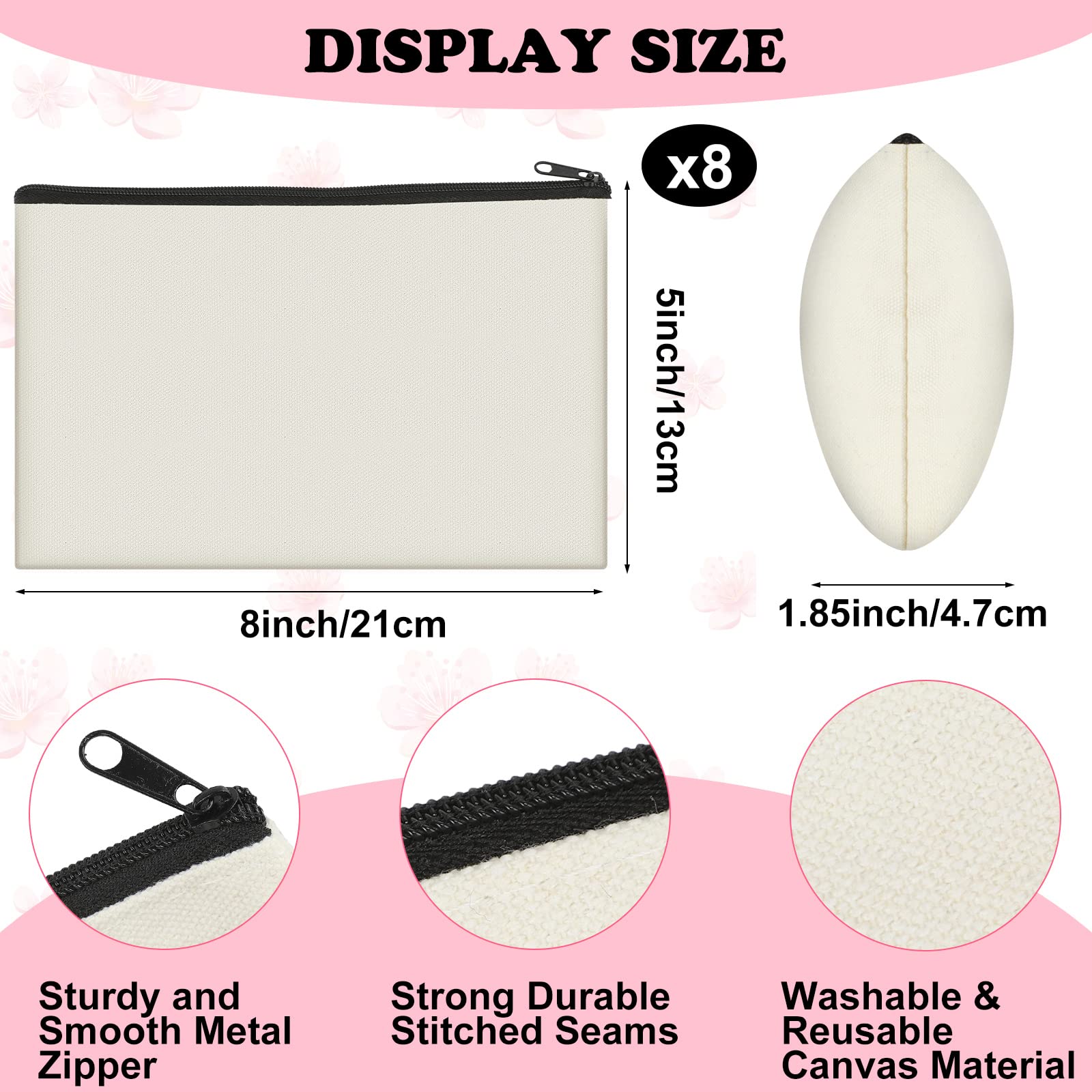 16 Pack Blank Canvas Tote Bags with Makeup Pouch - Customizable Initial Beach Totes for Women, Travel, Bridesmaid Gifts, Wedding & Birthday - Perfect for Shopping, Beach Trips and Daily Use