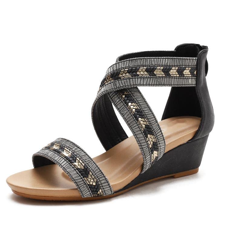 Women's Bohemian Wedge Sandals - Comfortable Summer Roman Style Beach Walking Shoes for Casual Outfits & Vacation Wear | Perfect for Beach Trips, Date Nights & Outdoor Adventures