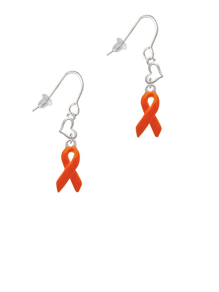 Silver Heart French Earrings - Elegant Ribbon Design for Women