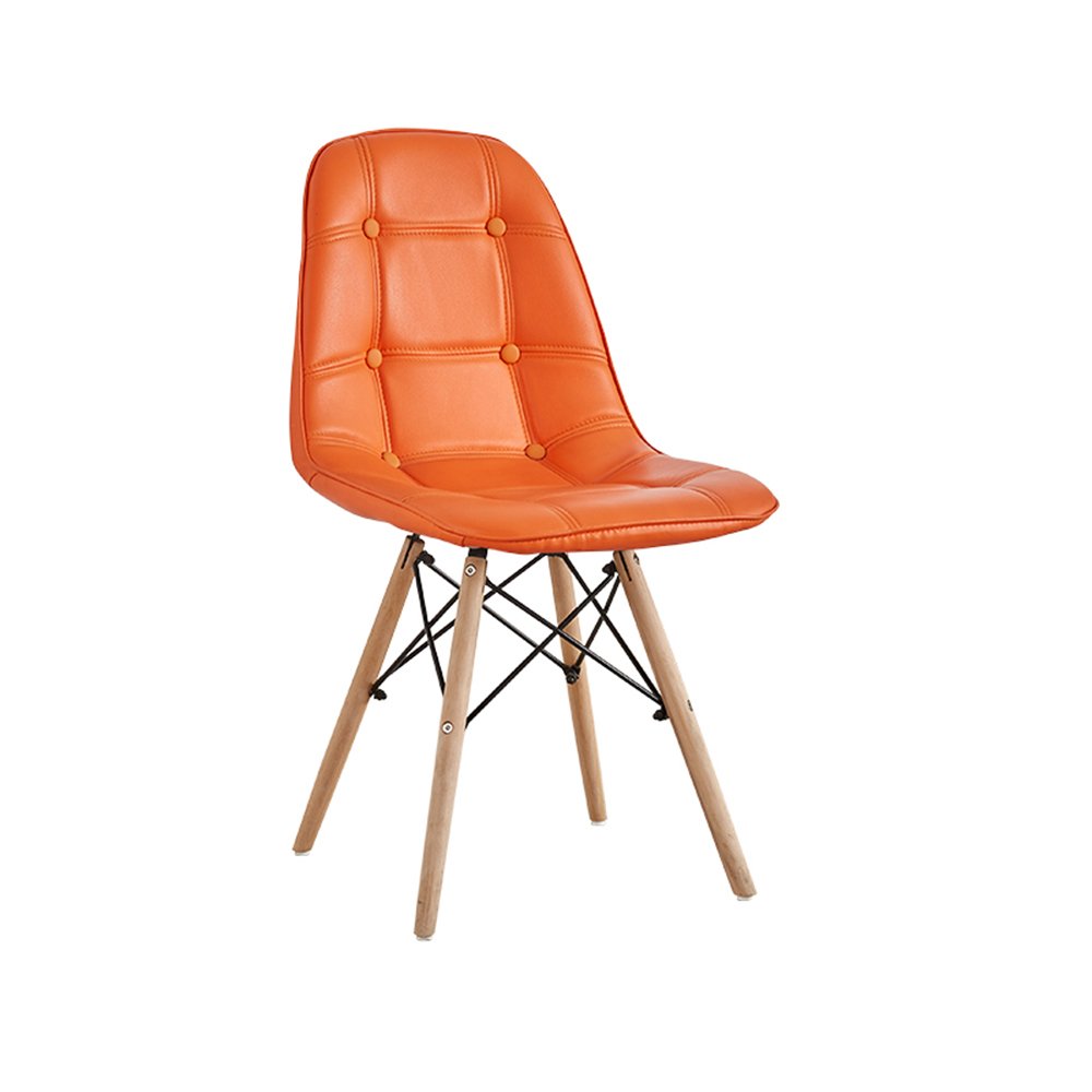 Premium Artificial Leather Office Chair - European Style Ergonomic Computer Chair with Solid Wood Base, Desk Stool & High Stool for Adults - Creative Study & Restaurant Seating (Orange, 40x50x82cm) - Perfect for Home Office, Gaming & Dining Areas