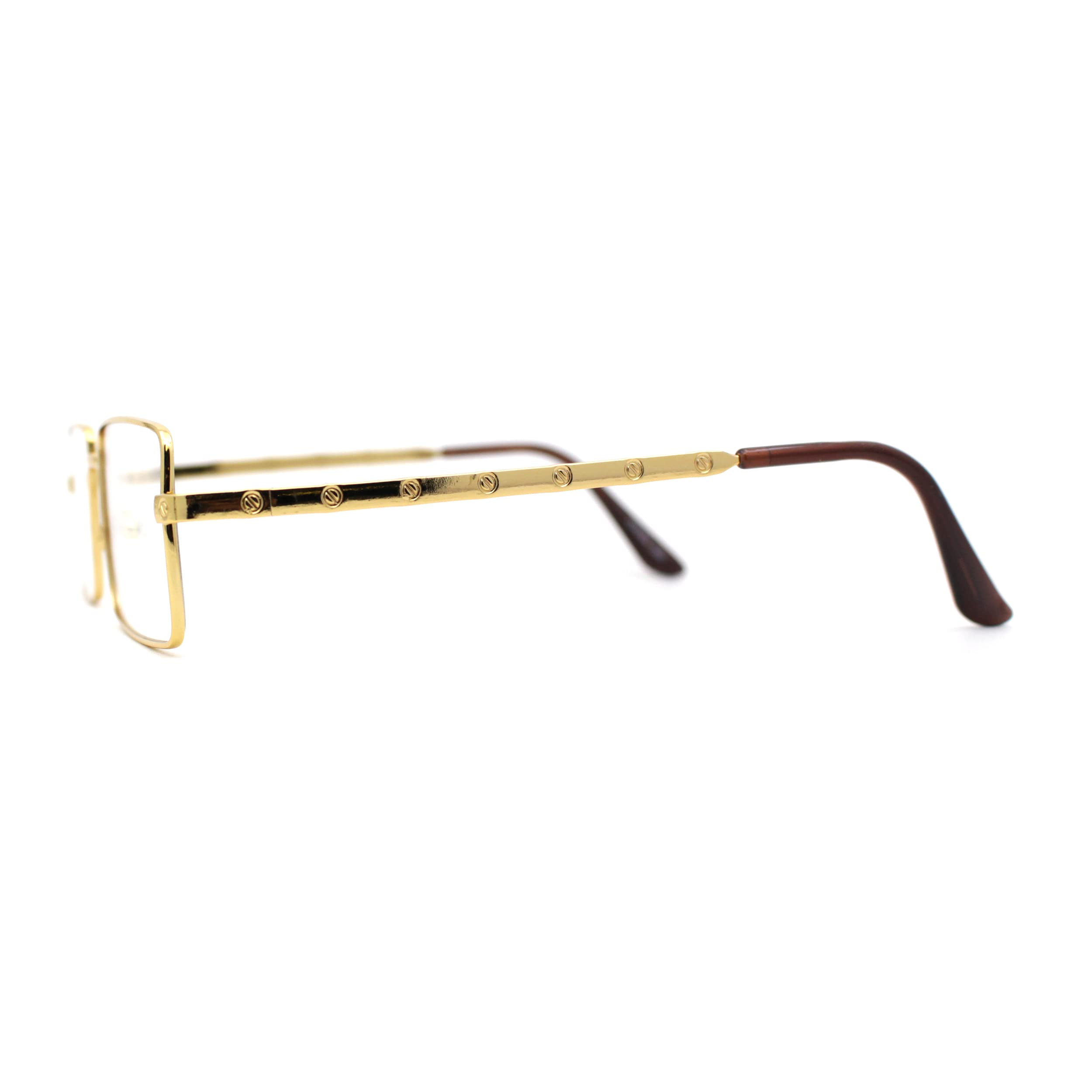 Square Retro Metal Frame Eyeglasses for Men - Classic Dad Style Reading Glasses for Work, Driving & Everyday Use