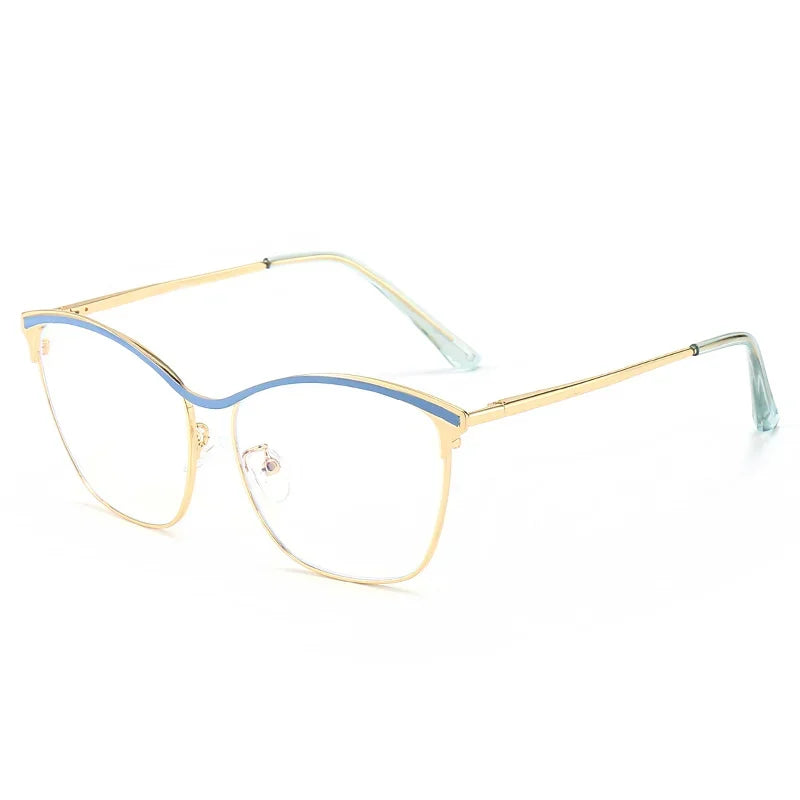 Aror Unisex Full Rim Square Cat Eye Alloy Eyeglasses 49717 - Stylish Retro Frame for Men & Women - Perfect for Reading, Fashion, and Everyday Wear