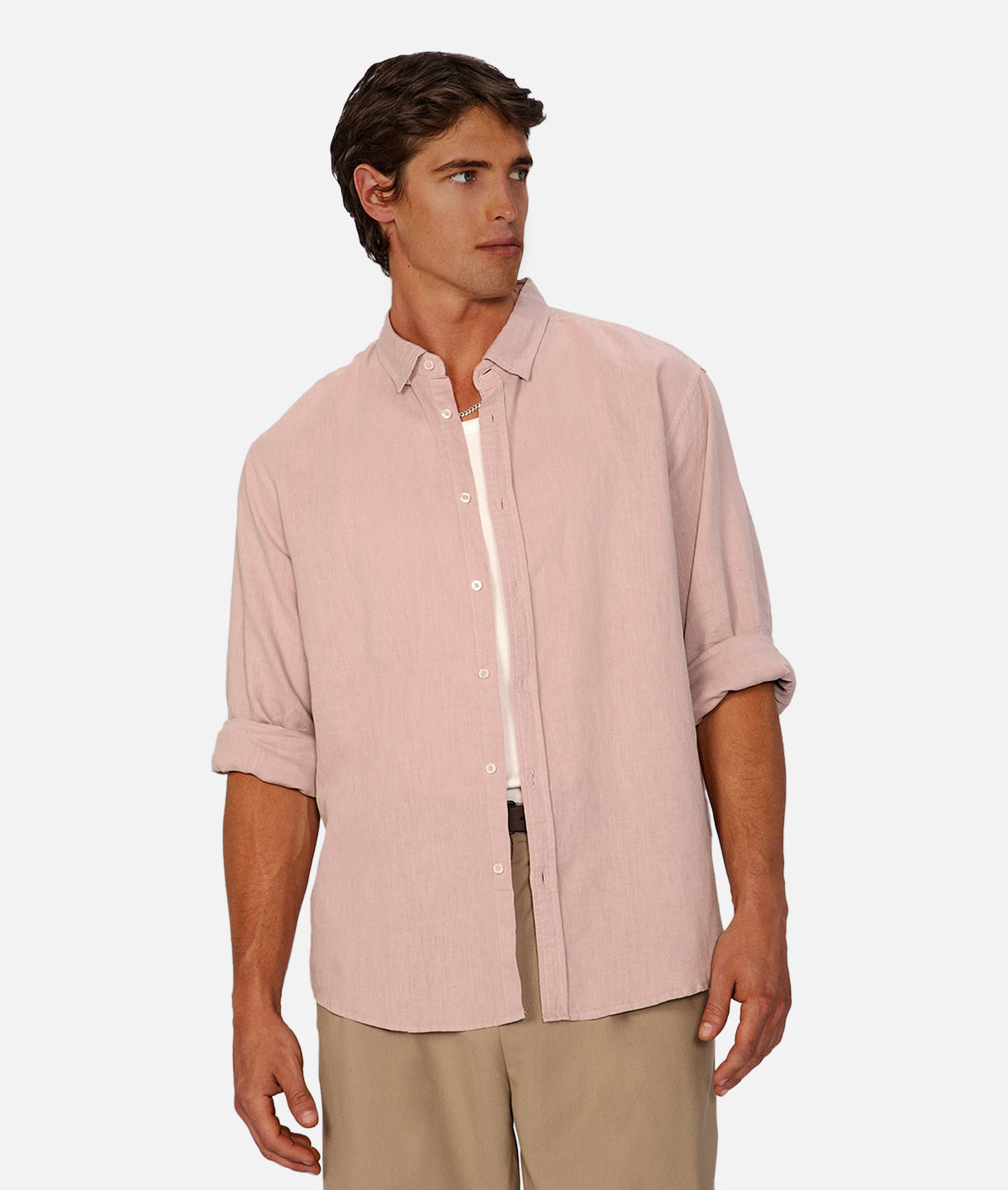 The Tennyson Linen Long Sleeve Shirt in Blush Pink - Breathable & Stylish Casual Wear for Women | Perfect for Office, Date Night & Summer Outfits