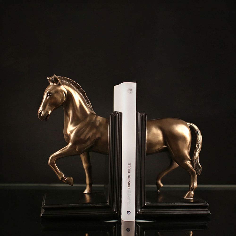 Vintage Art Deco Horse Bookends Set - Handcrafted Resin Bookend for Home & Office Decor - Perfect for Bookshelves, Desks, and Gift Giving