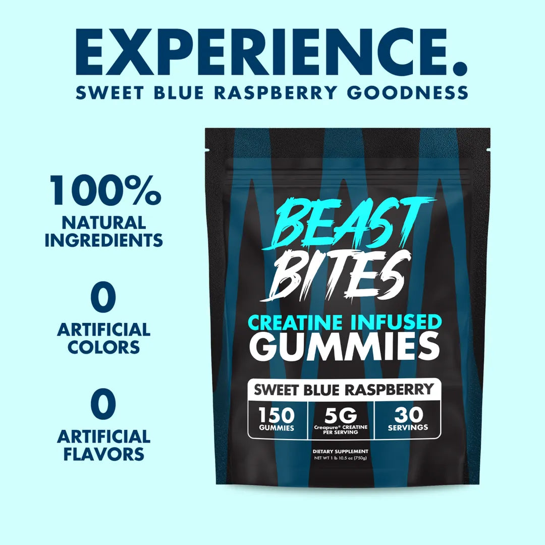 Beast Bites Creatine Infused Gummies - Muscle Recovery & Energy Boost for Athletes & Fitness Enthusiasts | Pre-Workout & Post-Workout Supplement