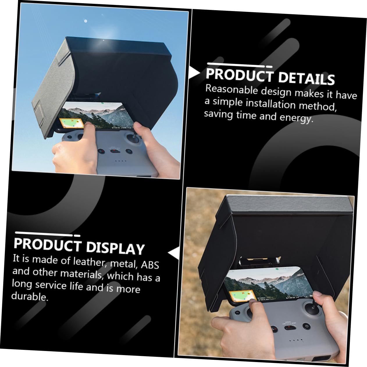 OSALADI Remote Control Hood for Mini Drone - Sun Cover & Aluminum Alloy Controller Accessories - Perfect for Outdoor Flying, Photography, and Drone Racing