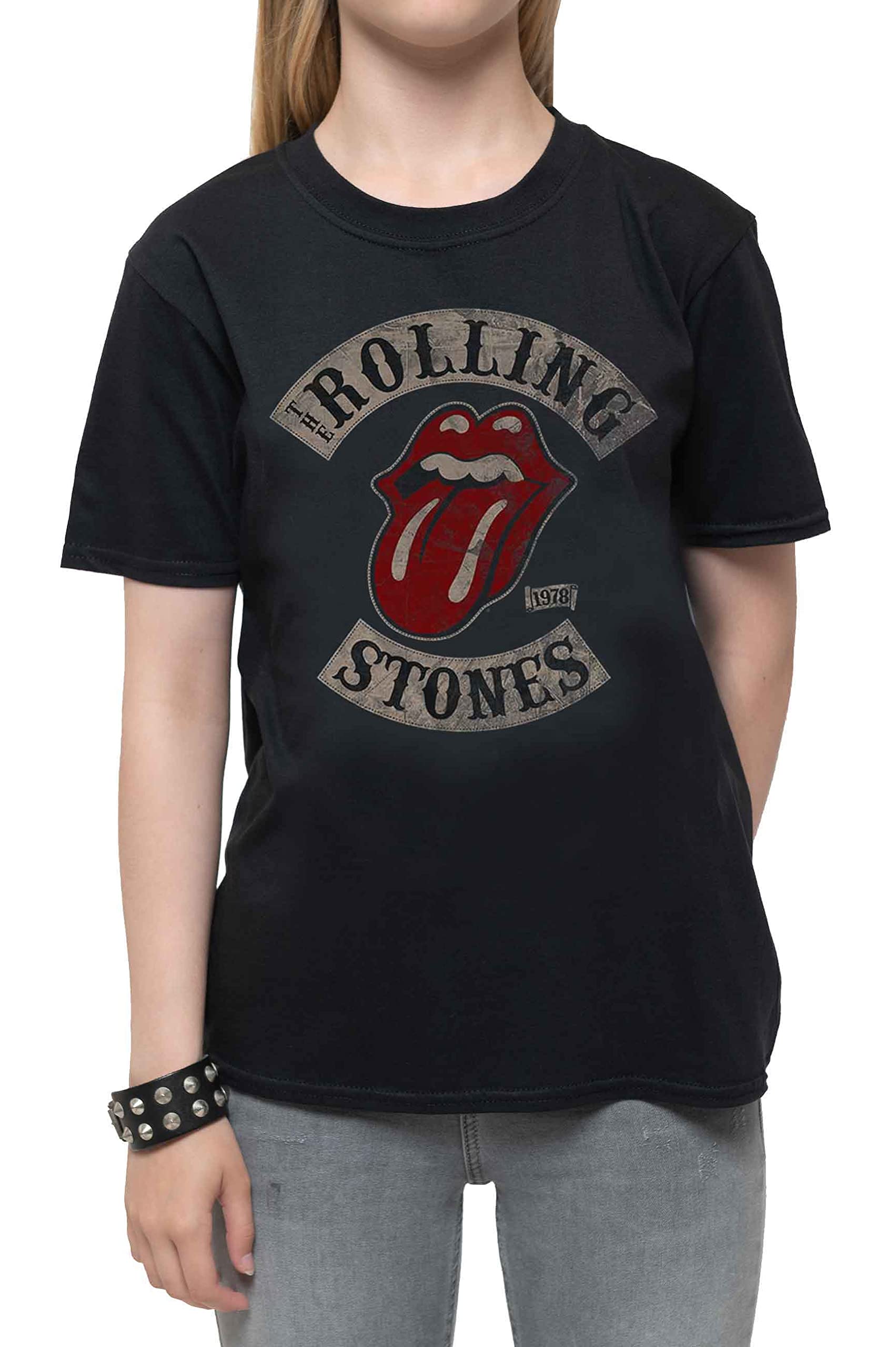 Rolling Stones Tongue Logo 1978 Black Kids T-Shirt for Boys & Girls (Ages 5-6) - Vintage Band Tee for Concerts, School & Casual Wear