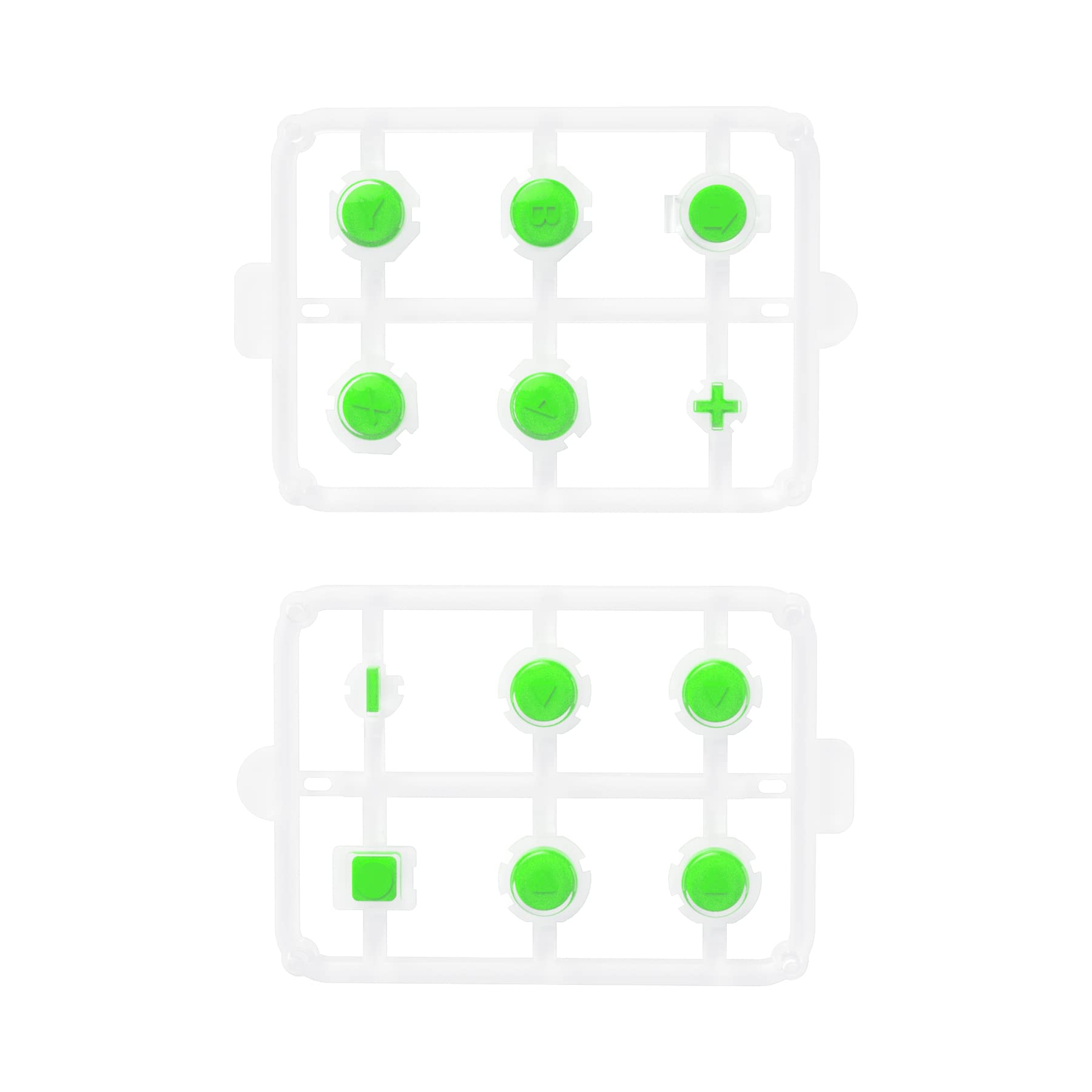 ExtremeRate Custom Two-Tone Jelly Buttons for Nintendo Switch JoyCon - Green & Clear ABXY Directional Buttons with Symbols (Home/Capture/+/- Keys) | DIY Replacement Face Buttons for Switch & Switch OLED | Perfect for Gaming, Modding & Controller Customization
