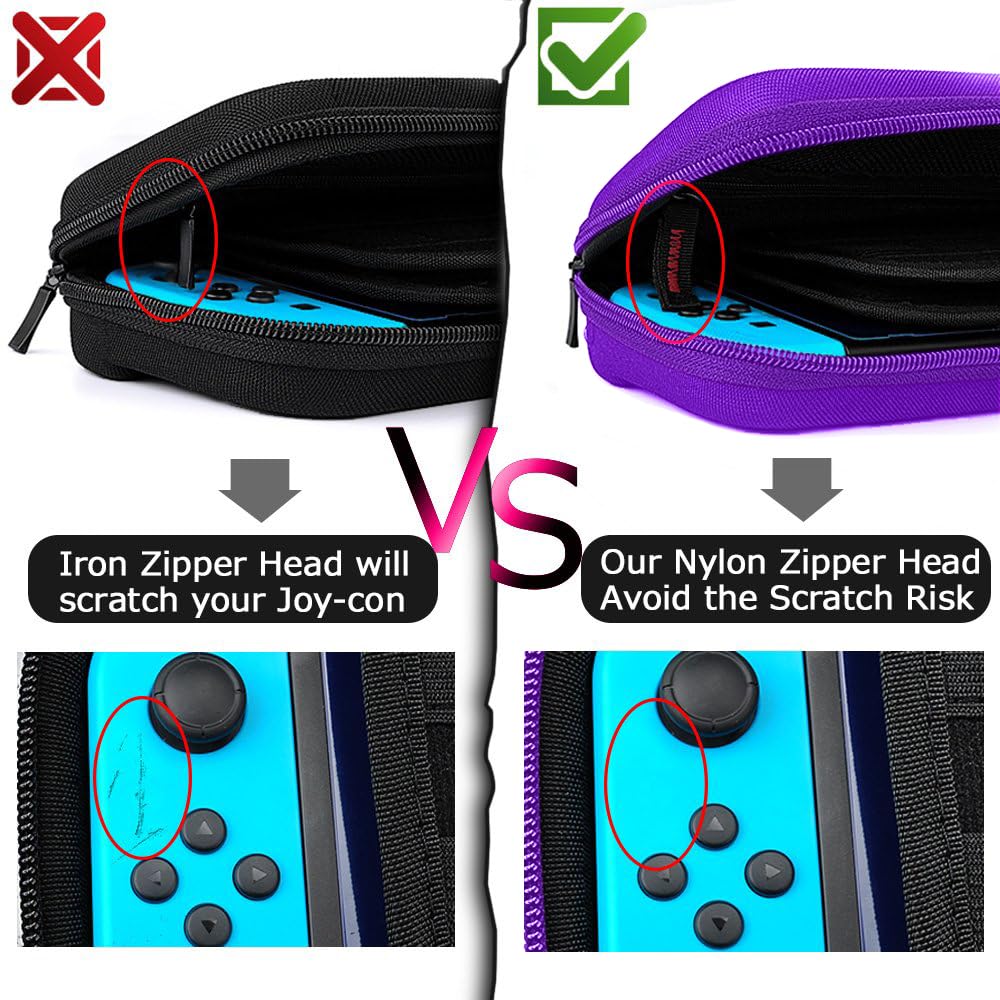 Durable Nintendo Switch Carrying Case for Switch & Switch OLED - Hard Shell Travel Case with 20 Game Cartridge Slots & Accessories Storage | Perfect for Gaming On-The-Go, Travel Protection, and Console Organization