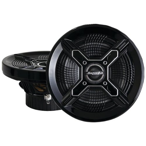 BAZOOKA MAC6510B 6.5 Inch 2-Way Coaxial Marine Speakers - Waterproof Boat Audio System for Outdoor & Indoor Use (Black) - Perfect for Boats, RVs, ATVs & Marine Applications