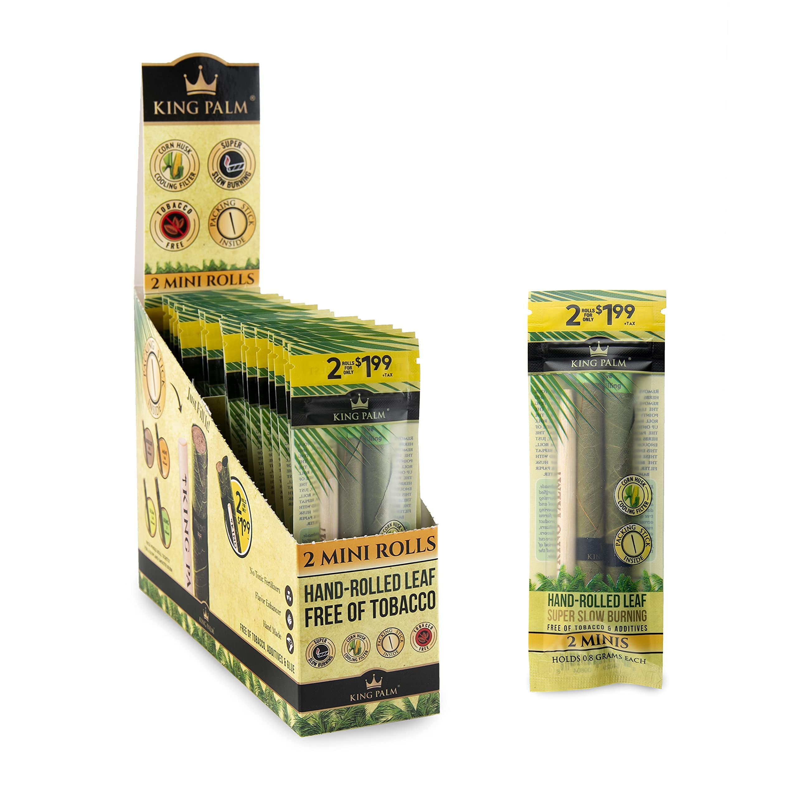 King Palm Natural Pre-Rolled Cones - Organic Hemp Wraps for Smoking Herbs | Perfect for Relaxation, Meditation & Social Gatherings