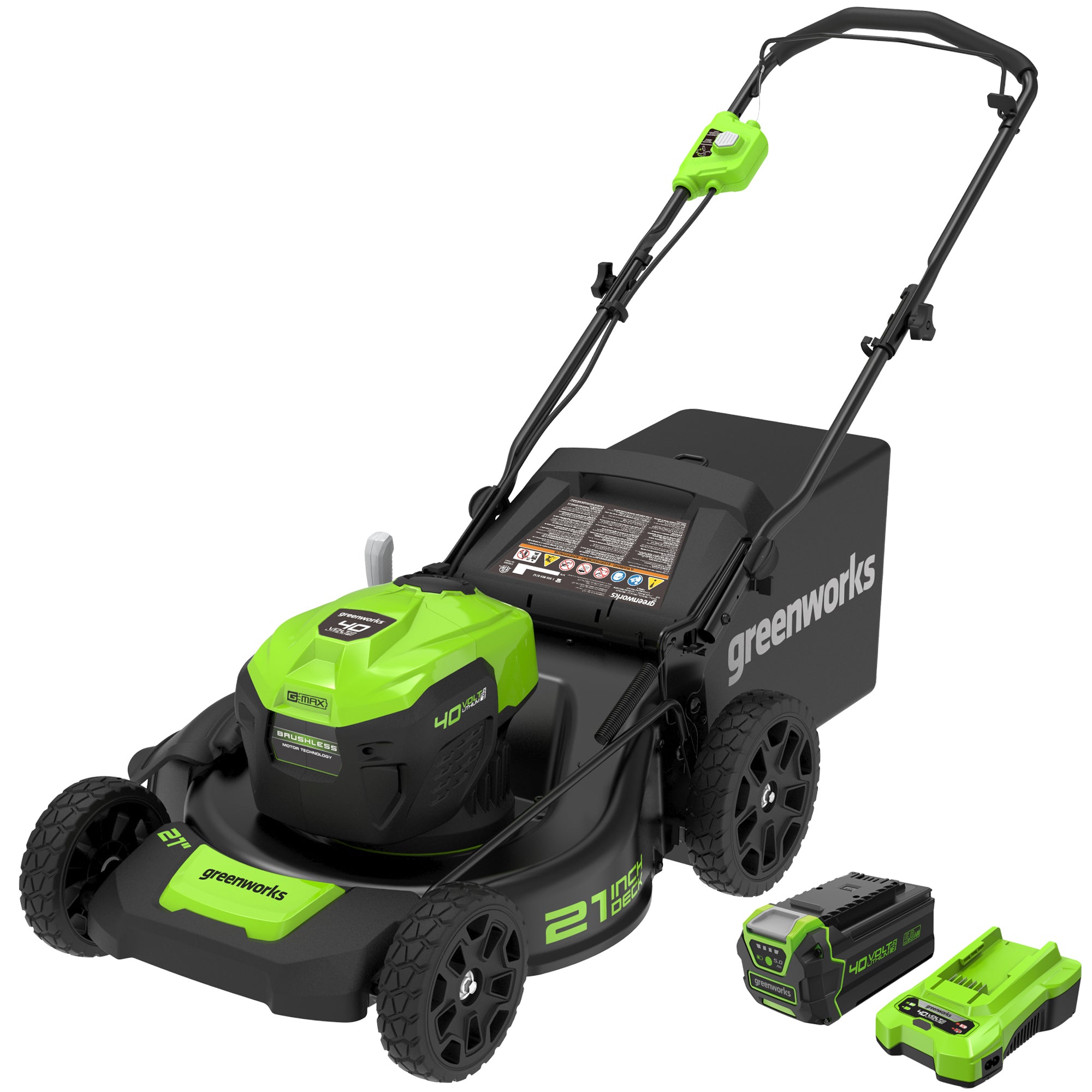 40V 21-Inch Cordless Battery Brushless Push Lawn Mower with 5.0Ah Lithium-Ion Battery & Fast Charger - Perfect for Medium to Large Yards, Quiet & Eco-Friendly Lawn Care