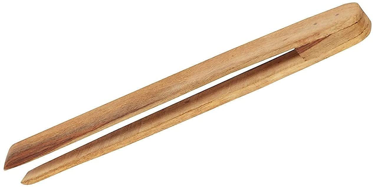 Handmade Wooden Kitchen Tongs - Heavy Duty Cooking Utensil for Grilling, Serving, and BBQ - Natural Wooden Chimta for Safe Food Handling