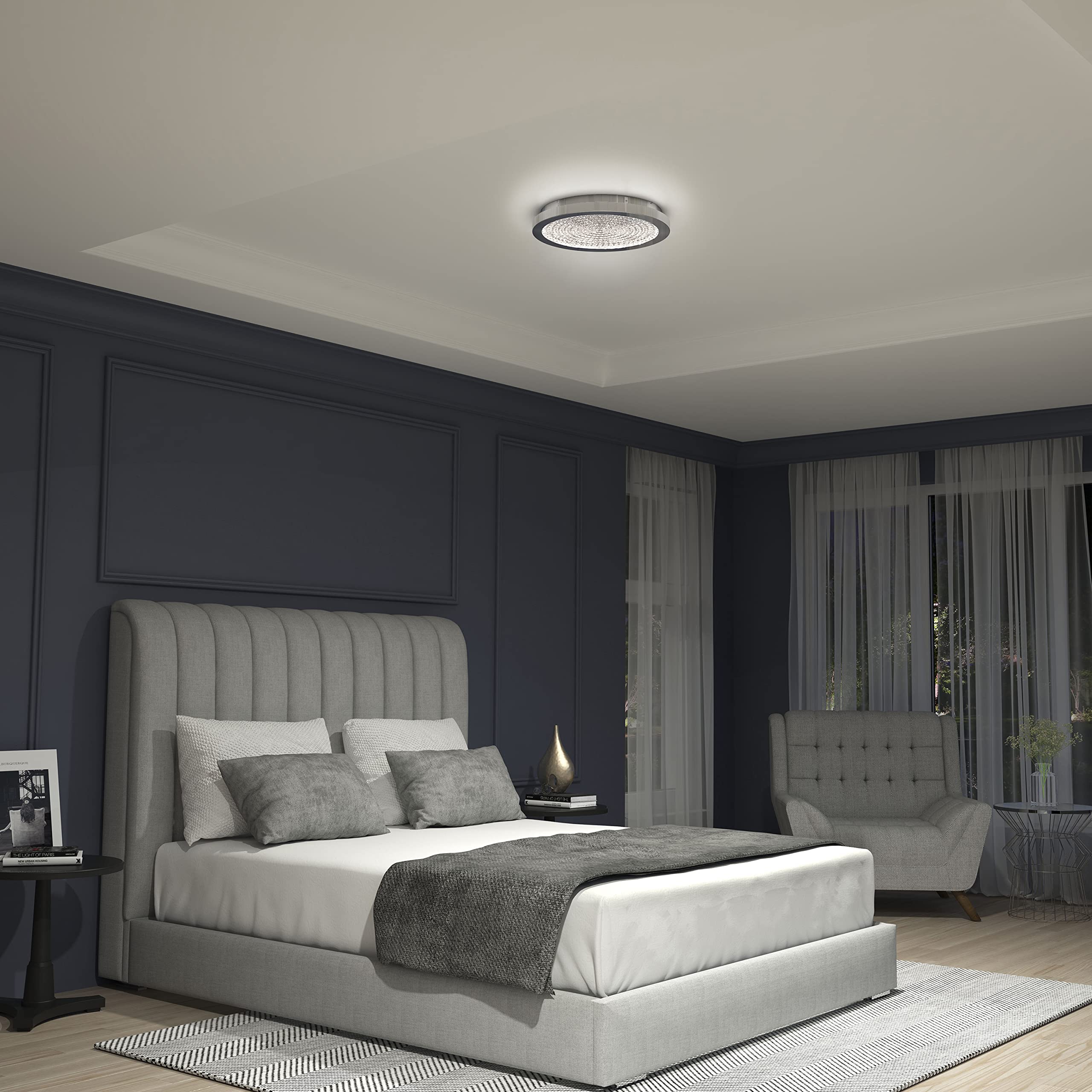 Artika Glam LED-Integrated Flushmount Ceiling Light Fixture in Chrome Finish - Modern Lighting for Bedroom, Living Room & Hallway