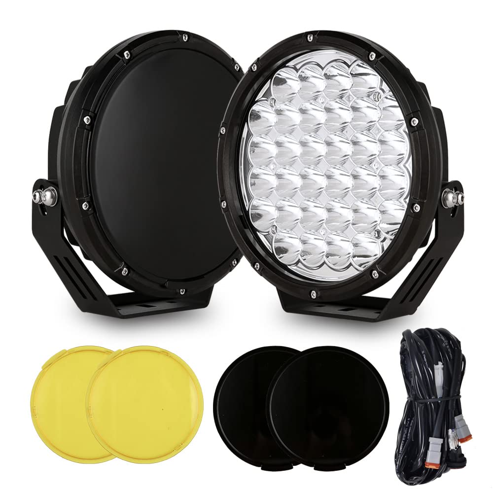 BIGLION.X 9 Inch Round LED Offroad Lights Pair - 320W Amber Driving Lights, Super Bright 48800LM Spot Lights, Waterproof IP68, 12V/24V Compatible for Pickup Trucks, SUVs, UTVs, 4WD - Perfect for Off-Roading, Night Driving & Adventure Vehicles