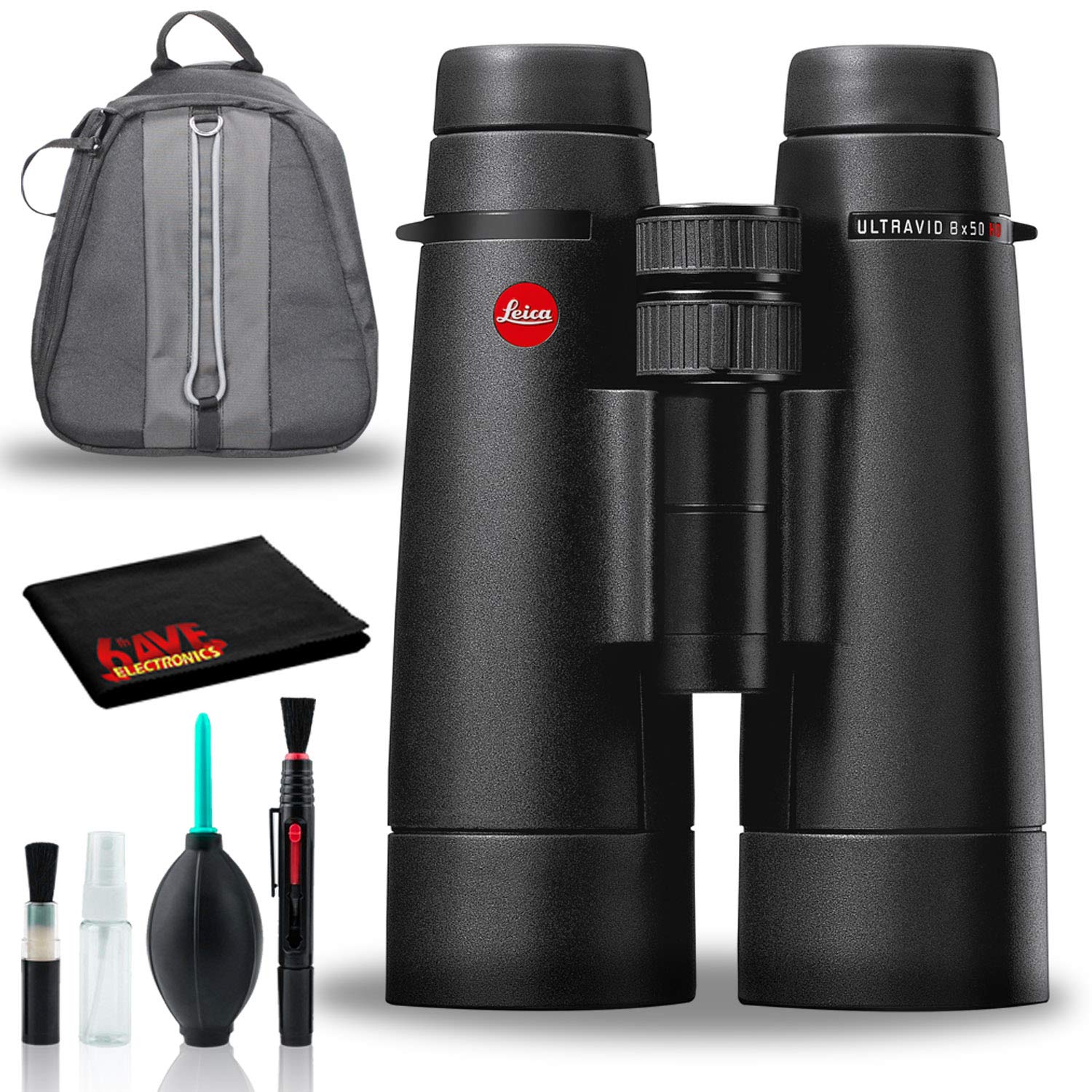 Leica 8x50 Ultravid HD-Plus Binoculars - High Definition Optics with Cleaning Kit & Padded Backpack for Bird Watching, Hunting, and Outdoor Adventures