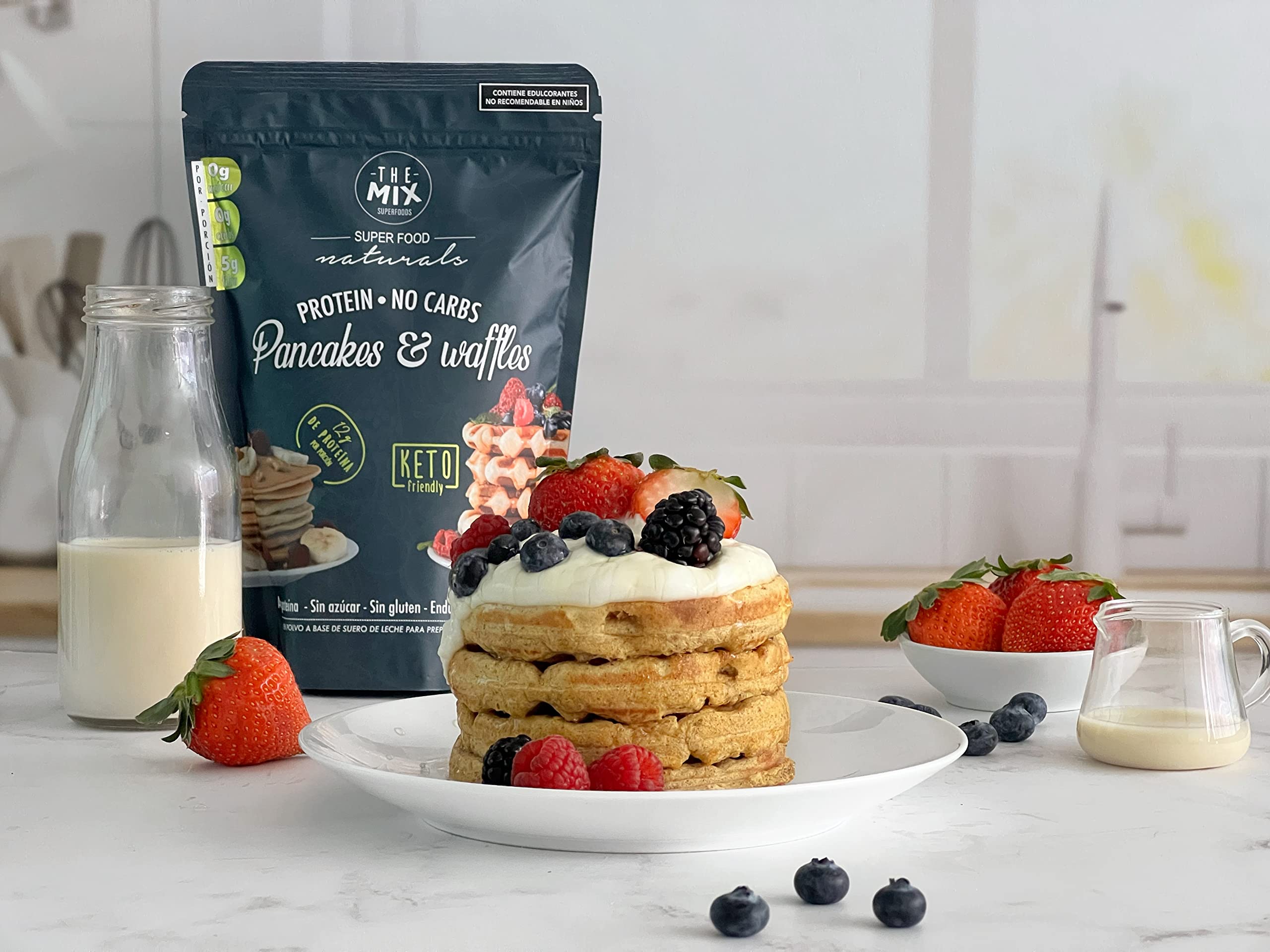 Keto Pancake & Waffle Mix - Zero Carb, Sugar Free, Gluten Free, Nut Free - 15g Protein & 10g Fiber per Serving - Monk Fruit Sweetened - 20 Servings (400g) - Perfect for Low Carb Breakfast & Ketogenic Diet