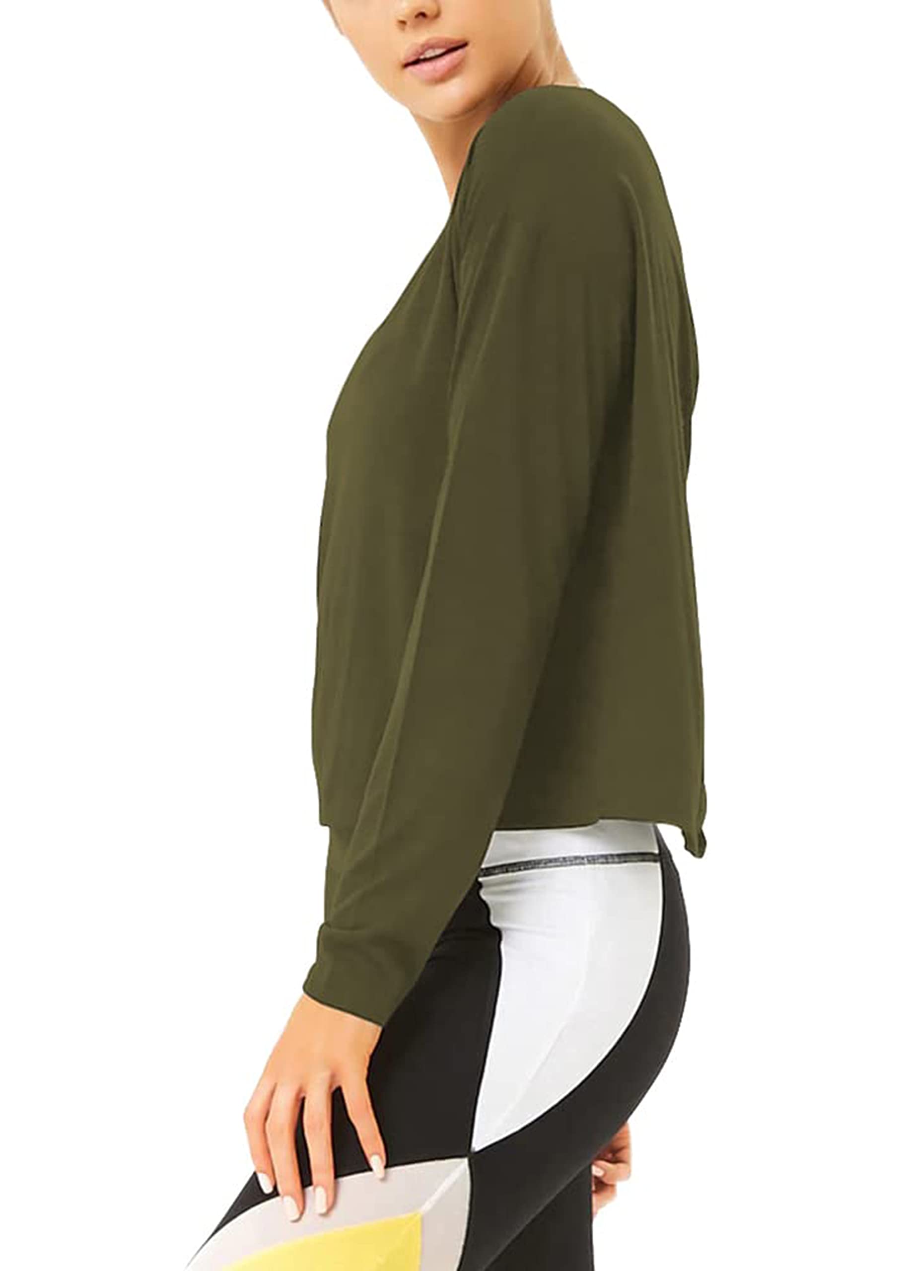 Bestisun Women's Long Sleeve Workout Shirts - Yoga & Dance Tops with Open Back Design - Breathable Athletic Clothes for Gym, Running & Fitness Training