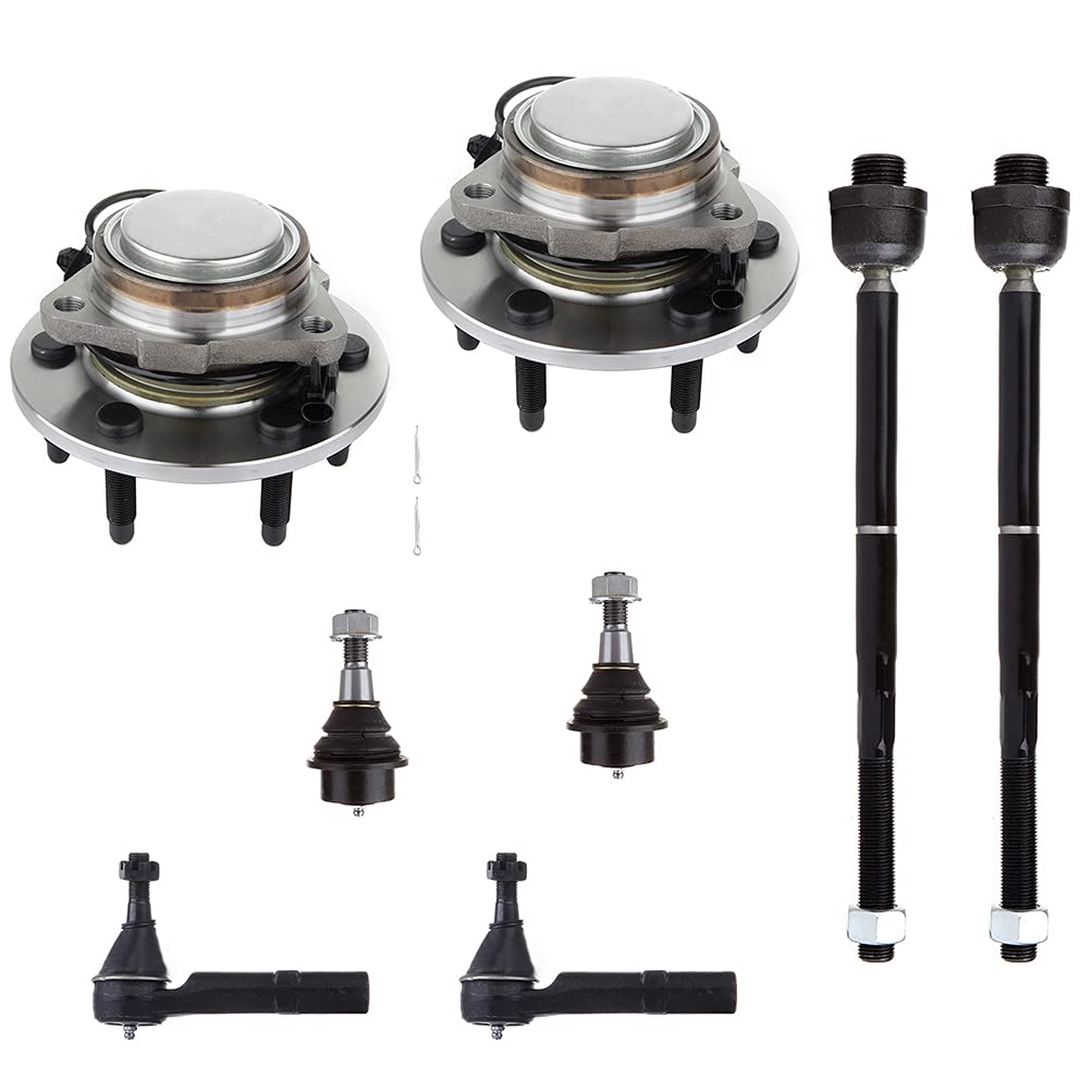 SCITOO 8-Piece Suspension Kit for Cadillac GMC Chevrolet Avalanche Silverado Suburban - Front Lower Ball Joint, Outer & Inner Tie Rod Ends, Wheel Hub Bearing Assembly - Perfect for Off-Roading & Heavy-Duty Towing