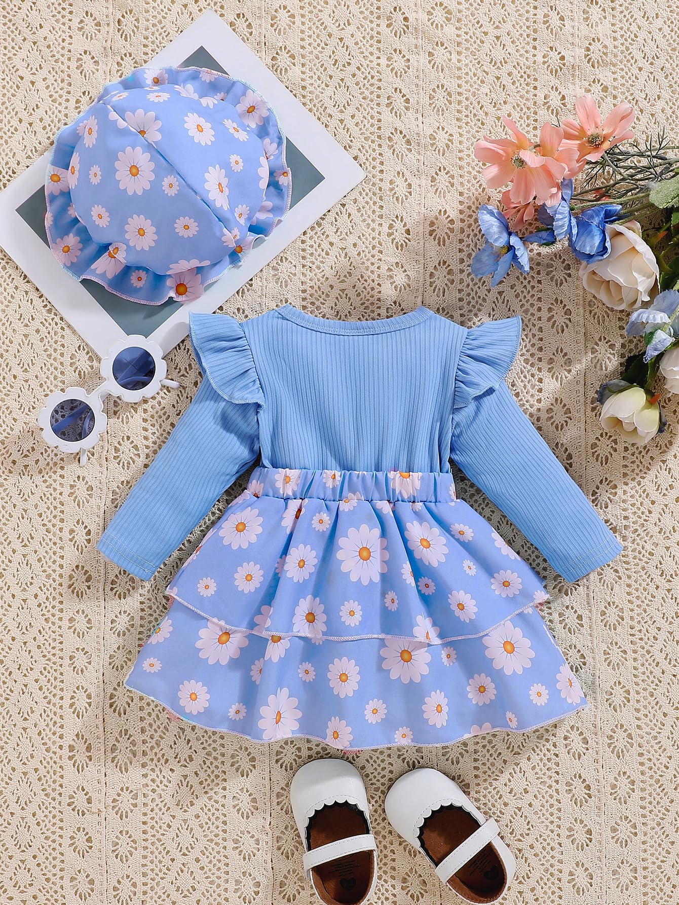 Baby Girl Summer Dress - Short Sleeve Romper Outfit with Skirt & Headband Set | Cute Infant Clothes for Playdates, Parties & Photo Shoots
