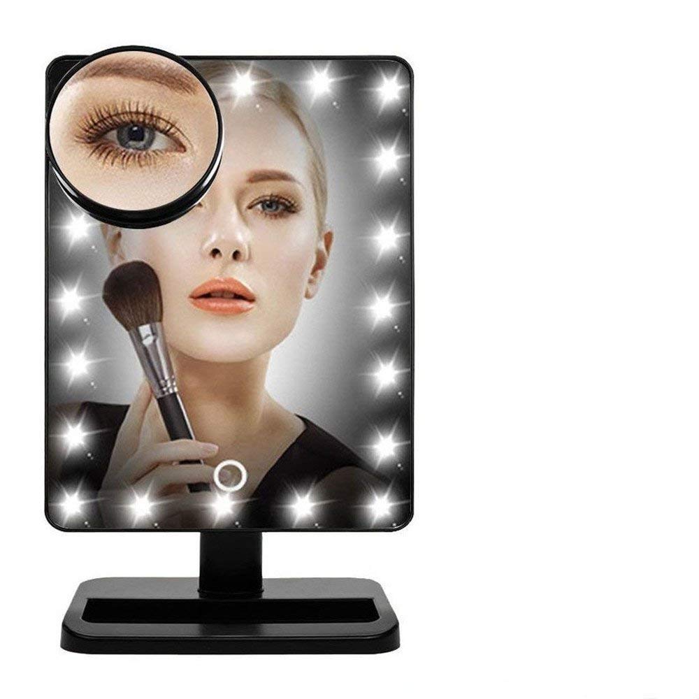 ShopAIS Toniry Lighted Makeup Mirror with 20 Dimmable LEDs, 180° Rotation & Portable Design - Multicolor | Perfect for Home Vanity, Travel & Professional Makeup Artists