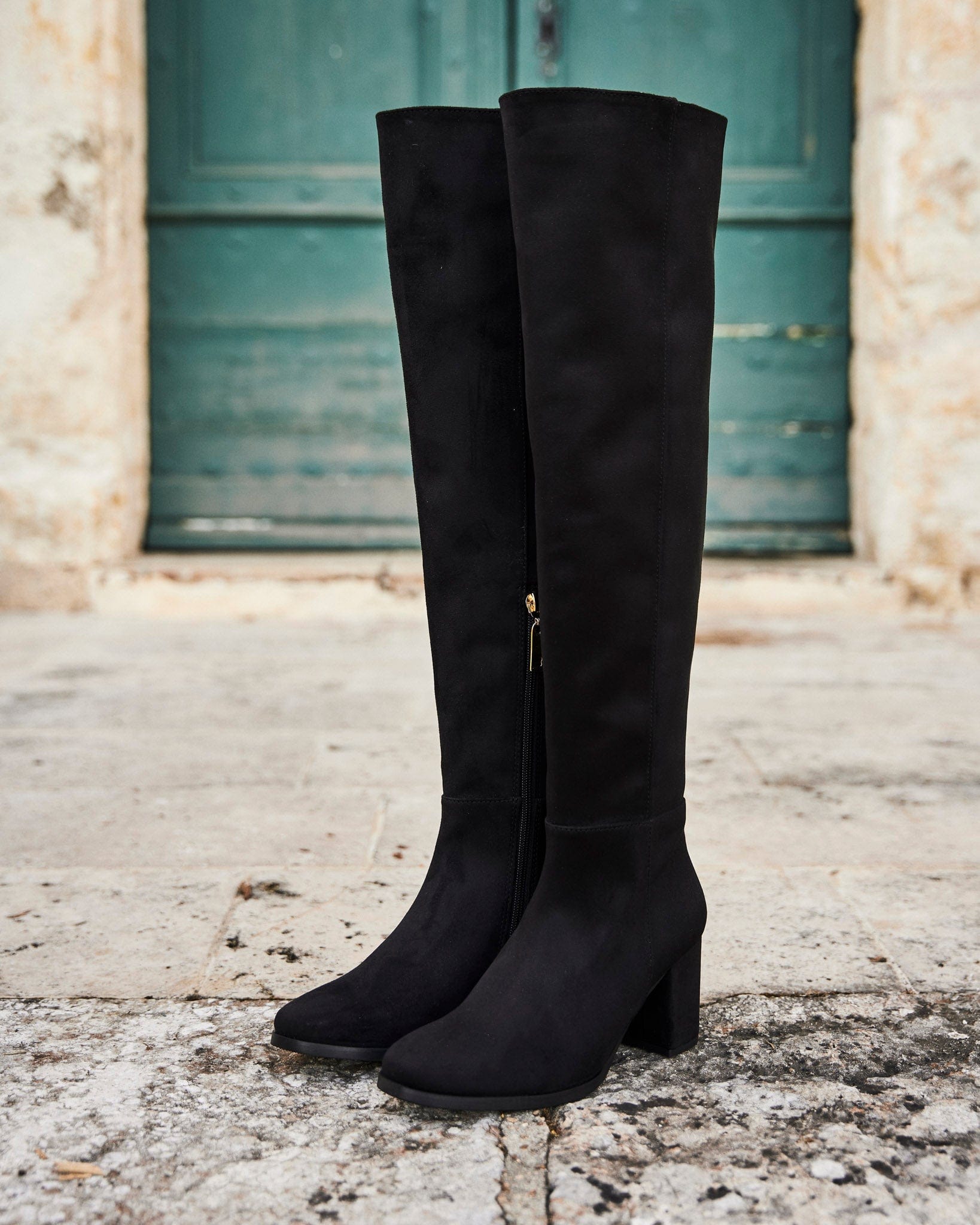 Nocturnal Recycled Vegan Suede Knee High Boots for Women - Black | Eco-Friendly Fashion | Perfect for Night Out, Parties & Winter Style