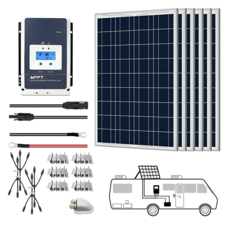 ACOPOWER 600W 12V Polycrystalline Solar Panel Kit for RV with 50A MPPT Charge Controller (6x100W) - Perfect for Off-Grid Camping, Boondocking & Emergency Power Backup