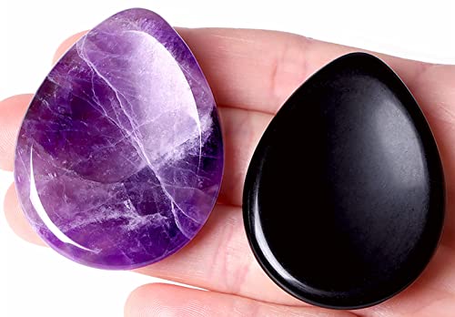 D-amethyst & Obsidian - Water Drops Shaped