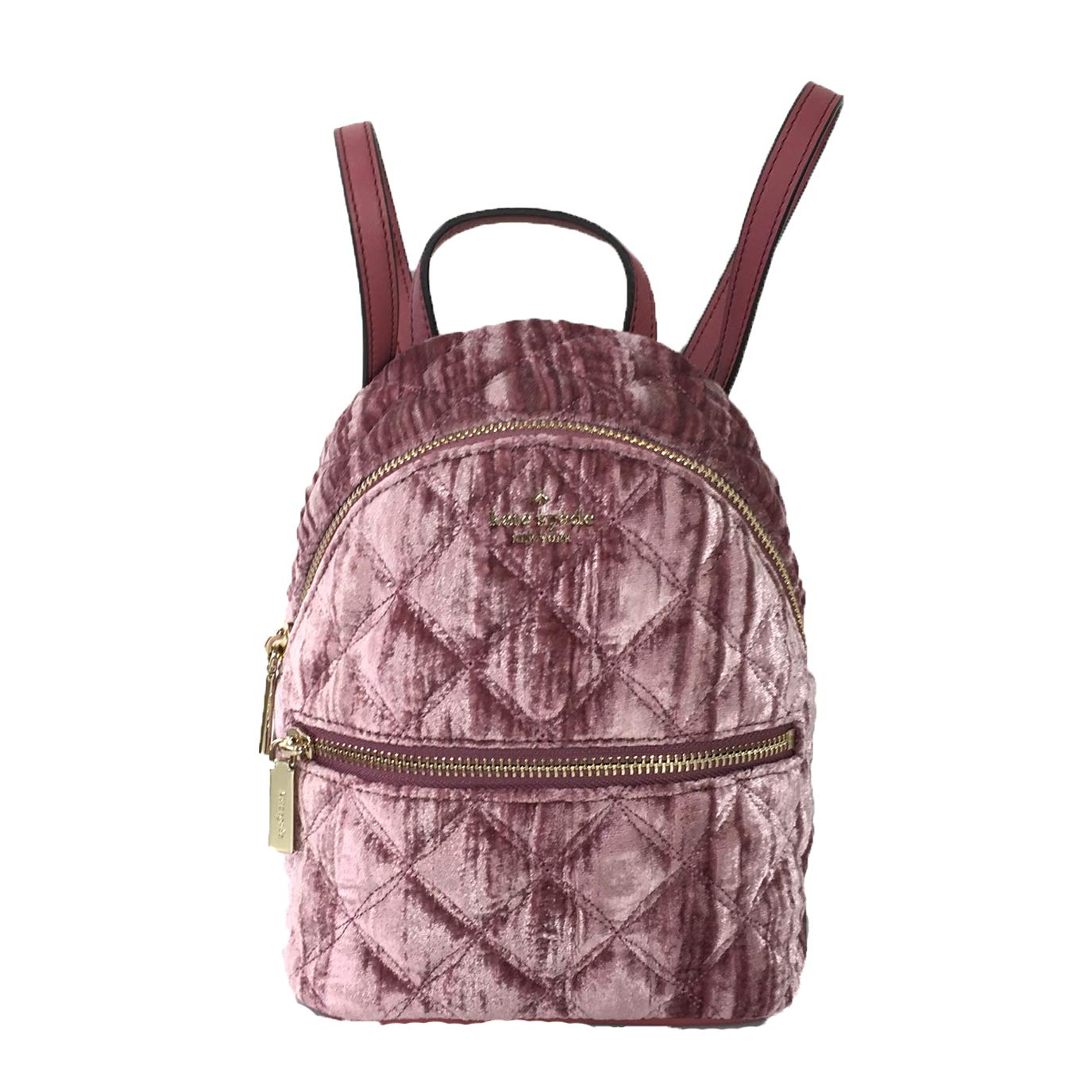 Kate Spade Natalie Crushed Velvet Convertible Mini Backpack for Women - Pomegranate Pink Crossbody Purse | Perfect for Travel, Work & Everyday Use
