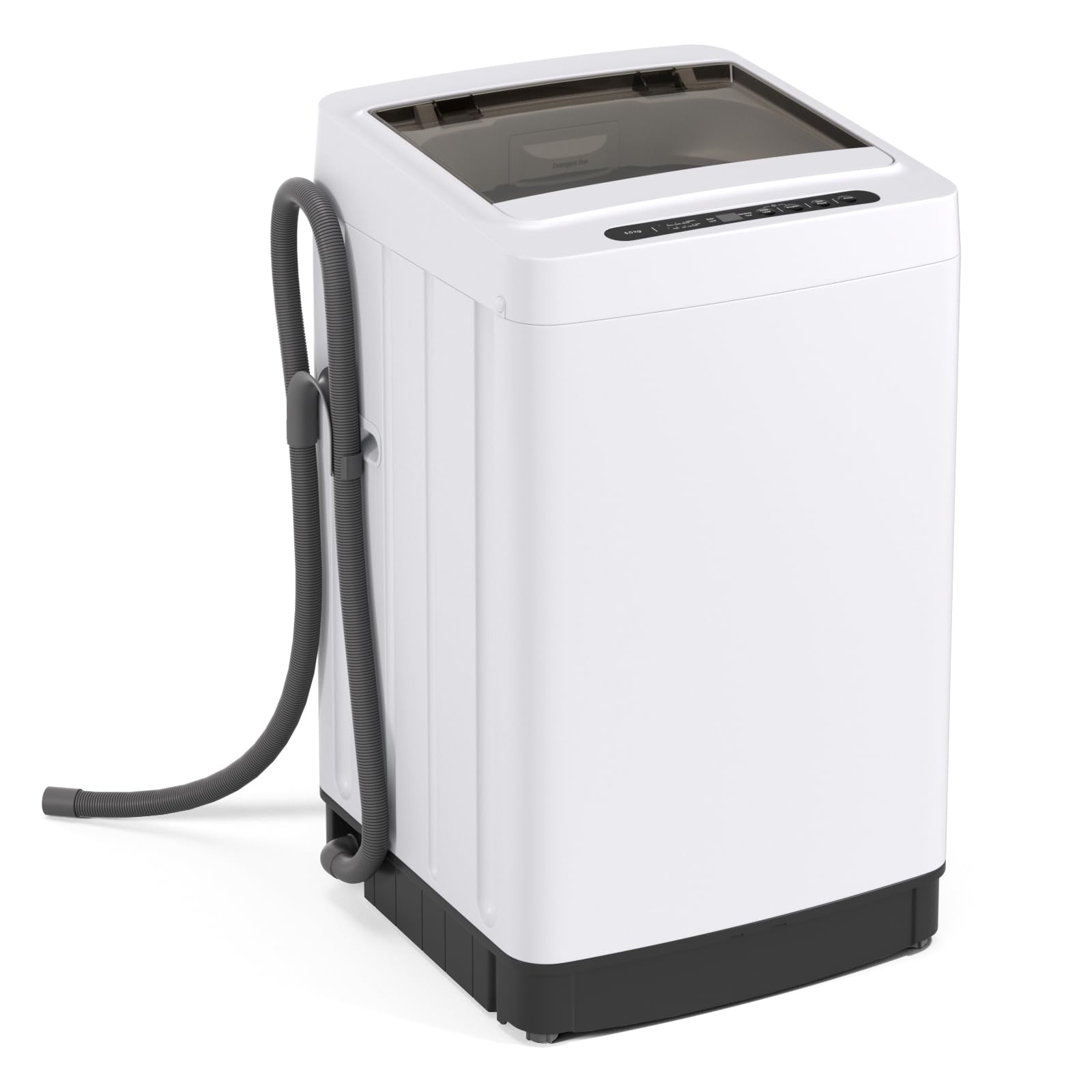 Giantex 1.5 cu.ft Portable Washing Machine with Drain Pump - Compact Washer with LED Display, 8 Wash Programs, 10 Water Levels & Child Lock - 11 LBS Capacity for Apartments, Dorms, RVs - Perfect for Small Spaces & Travel (White & Black)