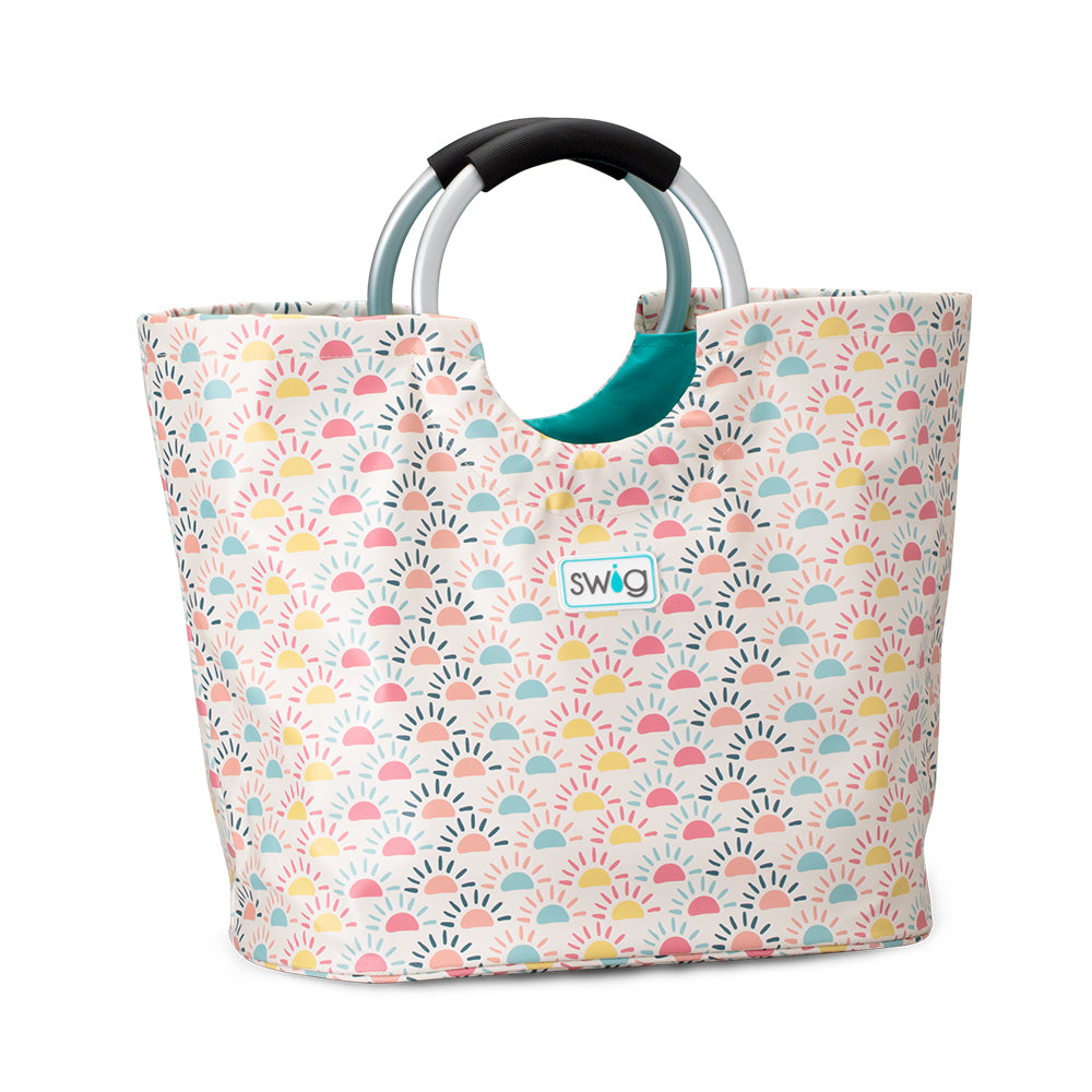 Sun Chaser Loopi Tote Bag - Lightweight Waterproof Beach Bag with Zipper Closure | Perfect for Beach, Pool, Travel & Shopping | Trendy Eco-Friendly Reusable Grocery Tote