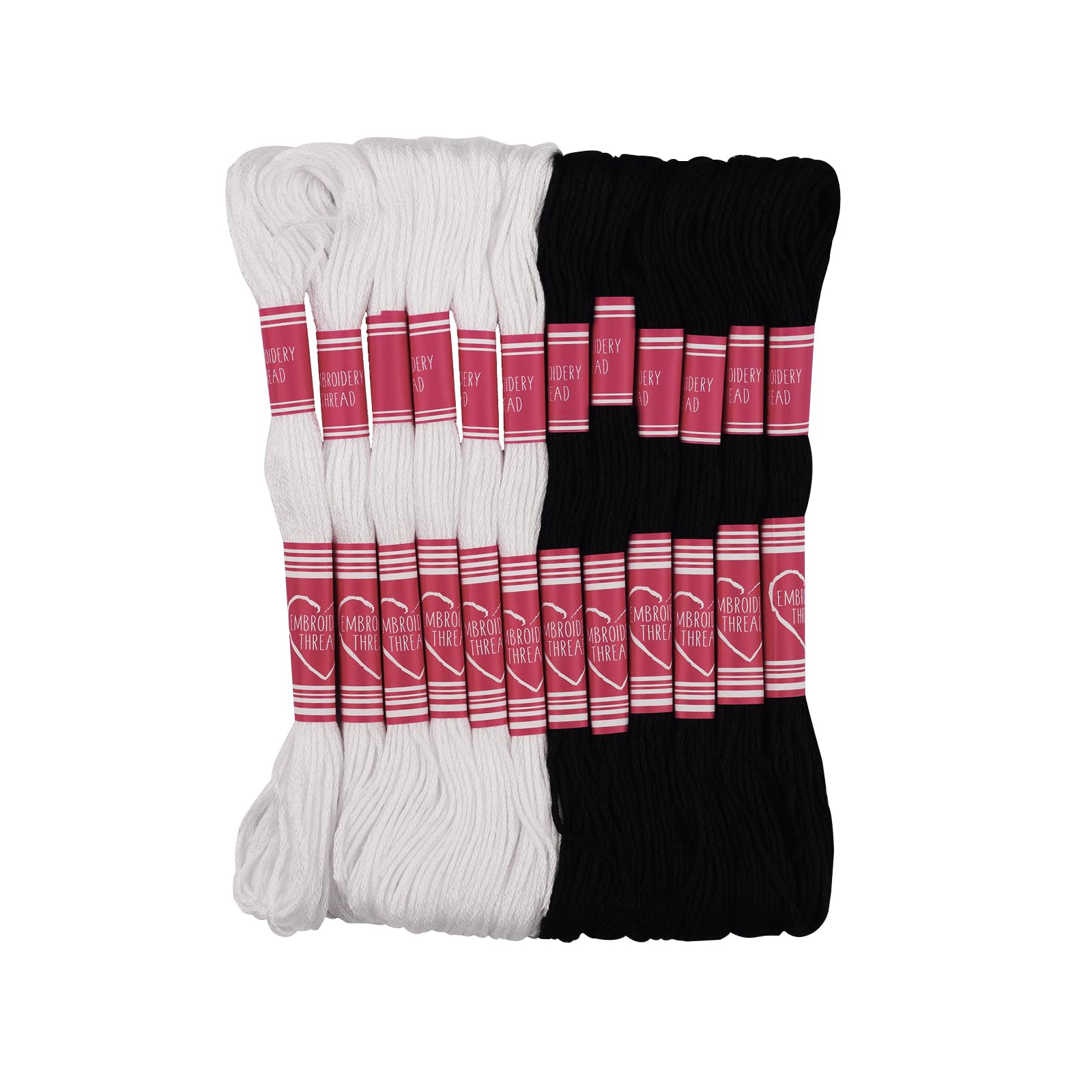12 Skeins Friendship Bracelet String - Embroidery Floss for Cross Stitch & DIY Bracelet Making - Craft Yarn in Black & White - Perfect for DIY Jewelry, Scrapbooking & Gift Wrapping