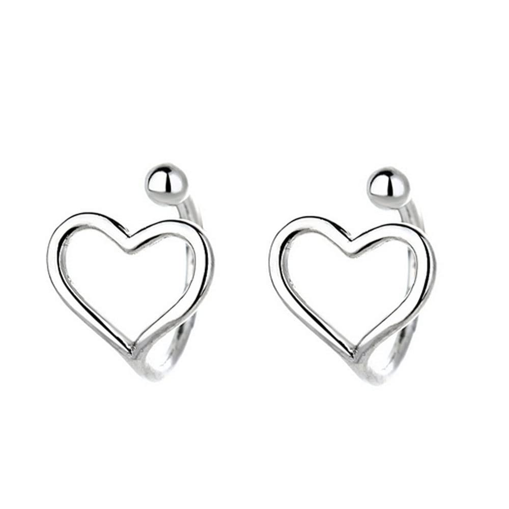 Cute Tiny Heart Clip-On Earrings for Women & Girls - 925 Sterling Silver Hypoallergenic Non-Piercing Earrings | Minimalist Heart Studs, Cartilage & Tragus Jewelry | Perfect for Sensitive Ears, Everyday Wear & Gift Giving