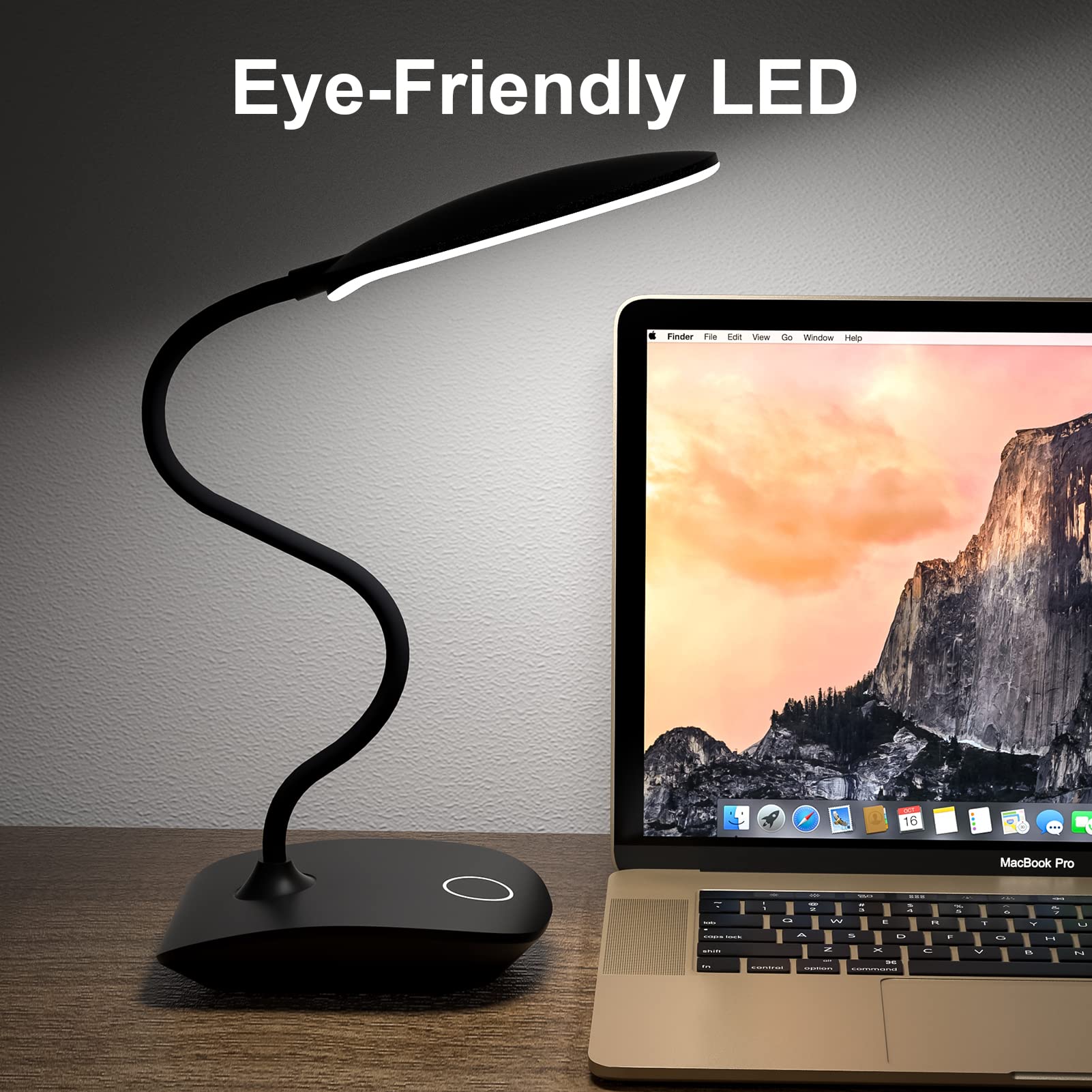 DEEPLITE Battery Operated LED Desk Lamp - 3 Stepless Dimming Modes, 5W Touch Control Eye-Caring Light with Flexible Gooseneck, Portable Reading Light for Study, Office, Dorm & Bedroom (Set of 2) - Perfect for Night Reading, Home Office Work and College Student Study Sessions