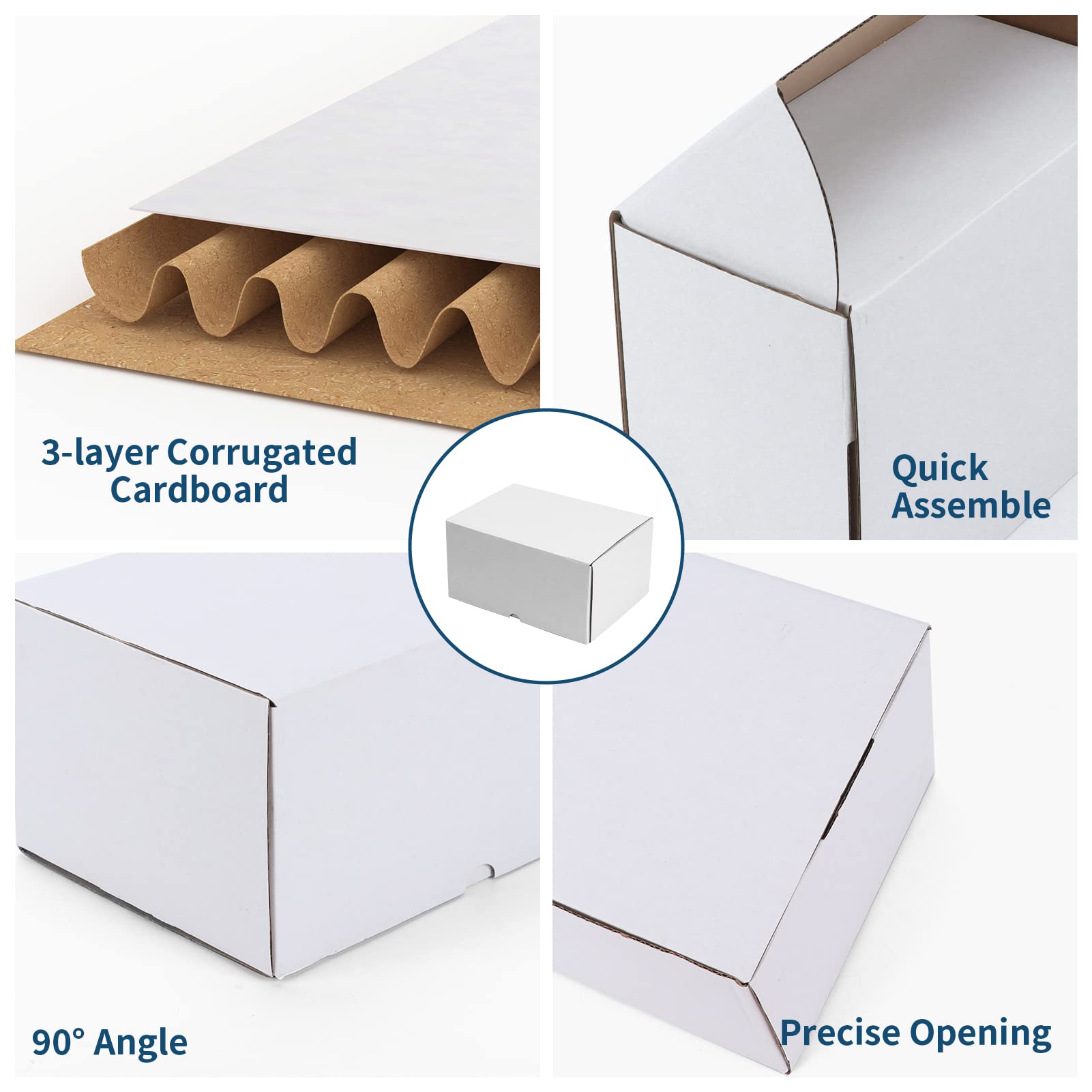 ZBEIVAN 10x7x5 White Shipping Boxes (20-Pack) - Corrugated Mailers for Small Business & Gifts