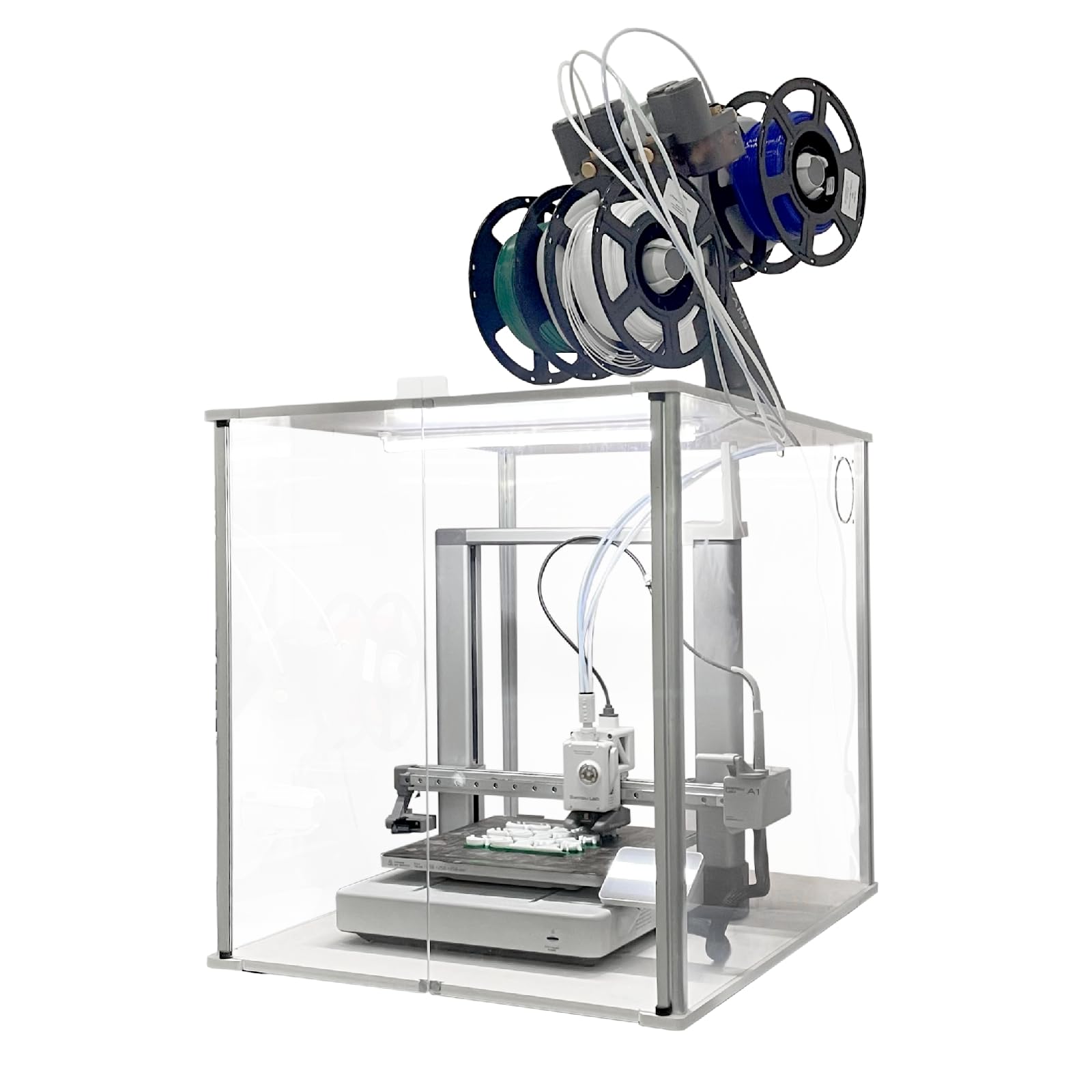 Bambu Lab A1 3D Printer Enclosure with AMS Lite - Ventilation Cutouts, 497x611x536mm Internal Dimensions - Perfect for Noise Reduction & Dust Protection in Home & Office Workspaces