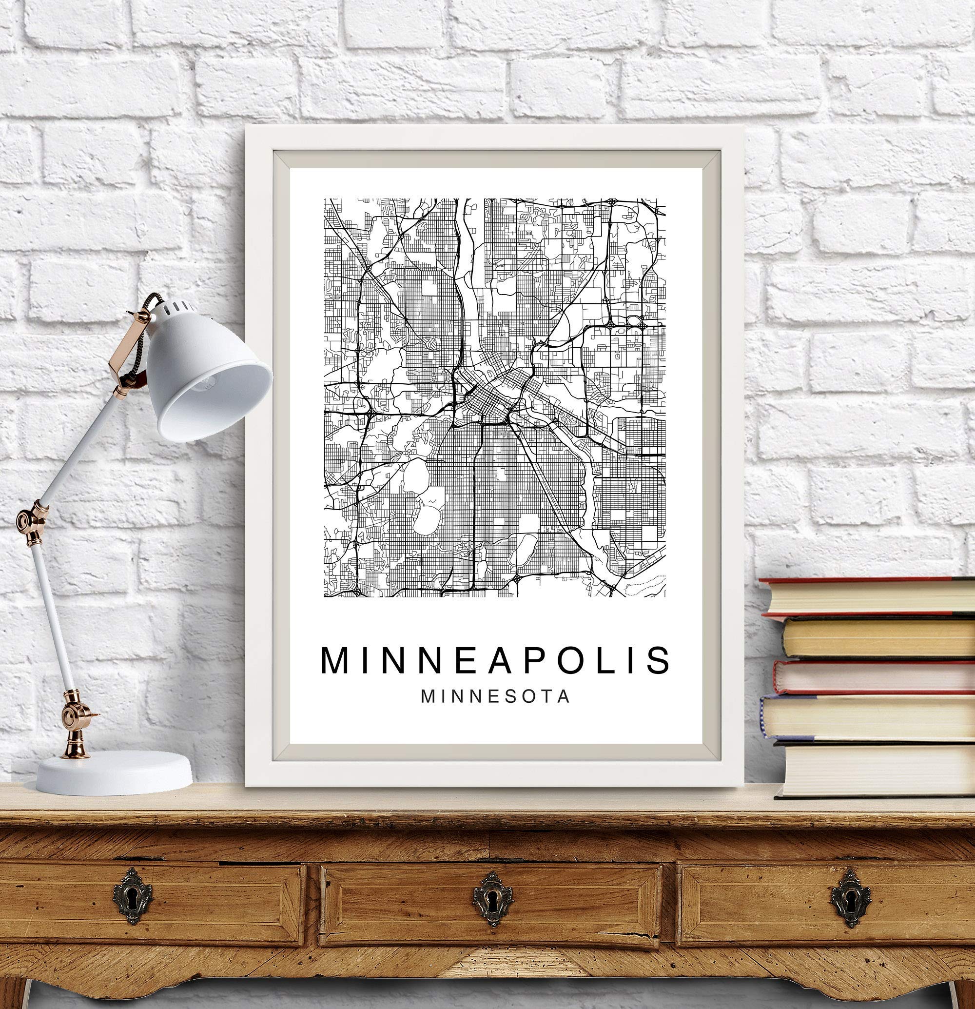 Minneapolis Skyline Wall Art Print - Black and White City Map Poster for Home Decor, Living Room, Office & Gifts - Perfect for Urban Style Interiors