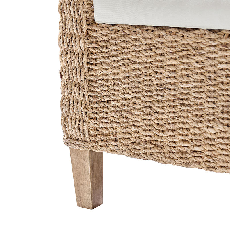 Natural Rattan Storage Bench with Removable Cream Cushion - Modern Woven Seat with Hidden Compartment for Entryway, Bedroom or Patio Decor