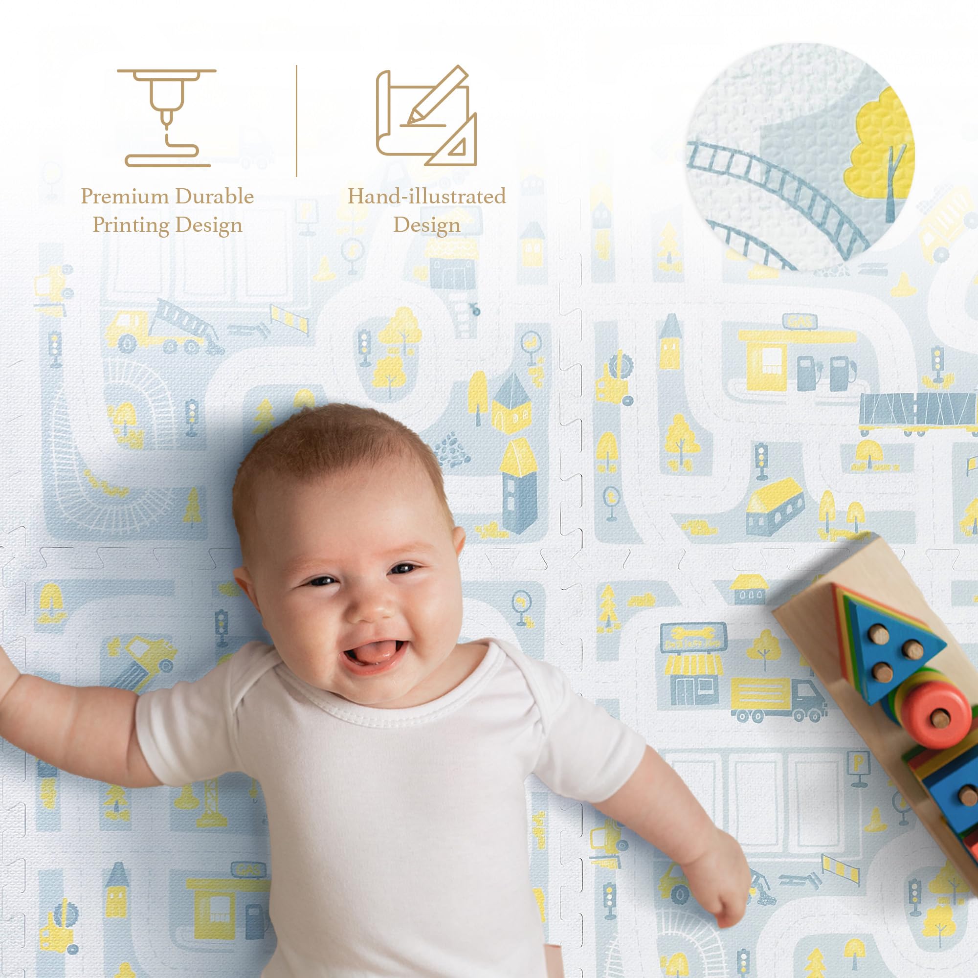 Premium Baby Foam Play Mats for Toddlers & Kids - 6 Non-Toxic, Odorless, Soft Puzzle Tiles (6ft x 4ft, 0.5